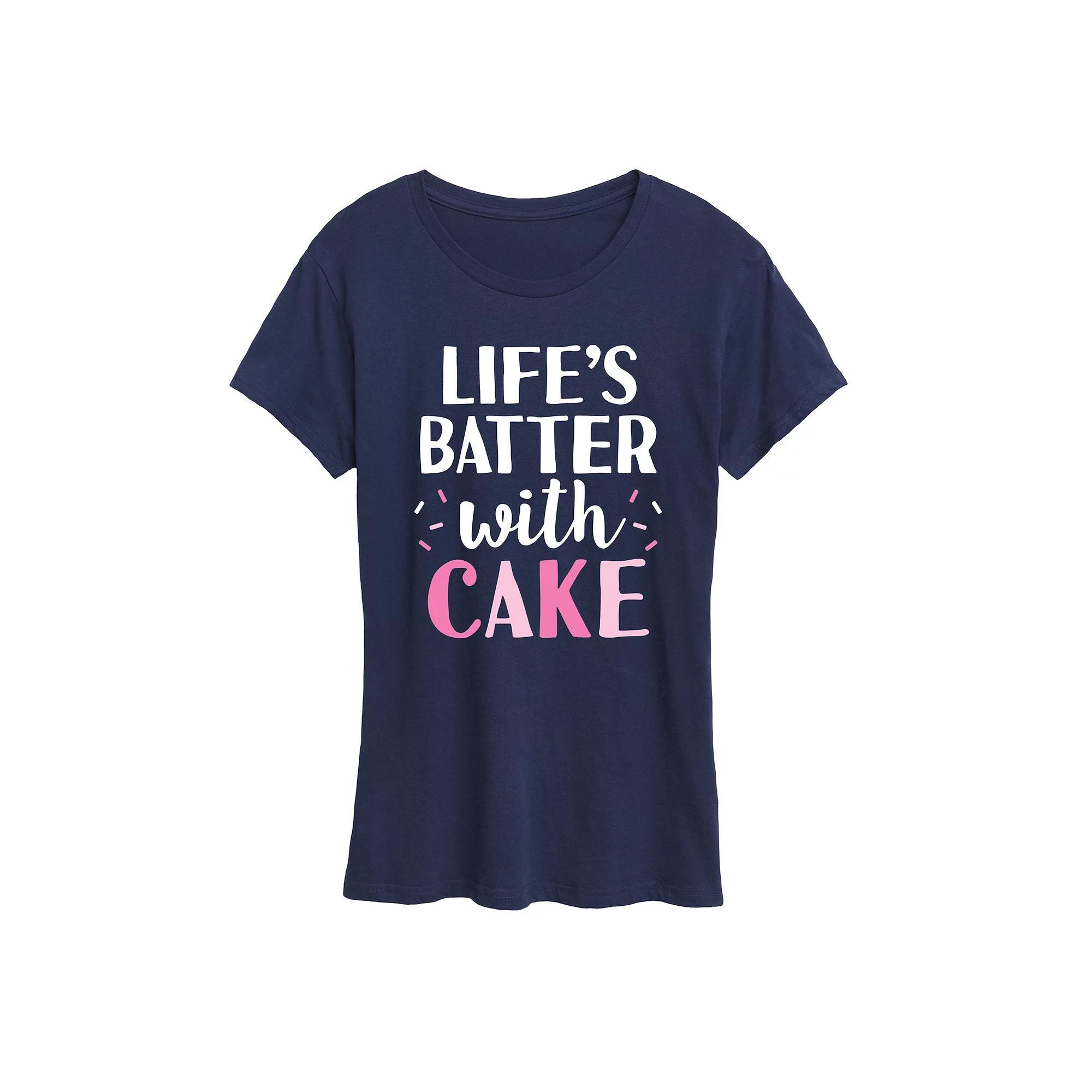 Womens Lifes Batter With Cake Graphic Tee Blue Product Image