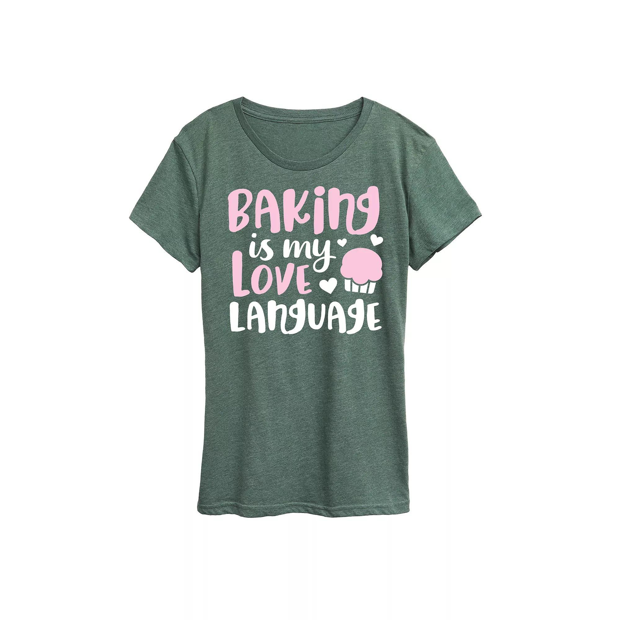 Women's Baking Is My Love Language Graphic Tee, Size: Medium, Grey Green Product Image