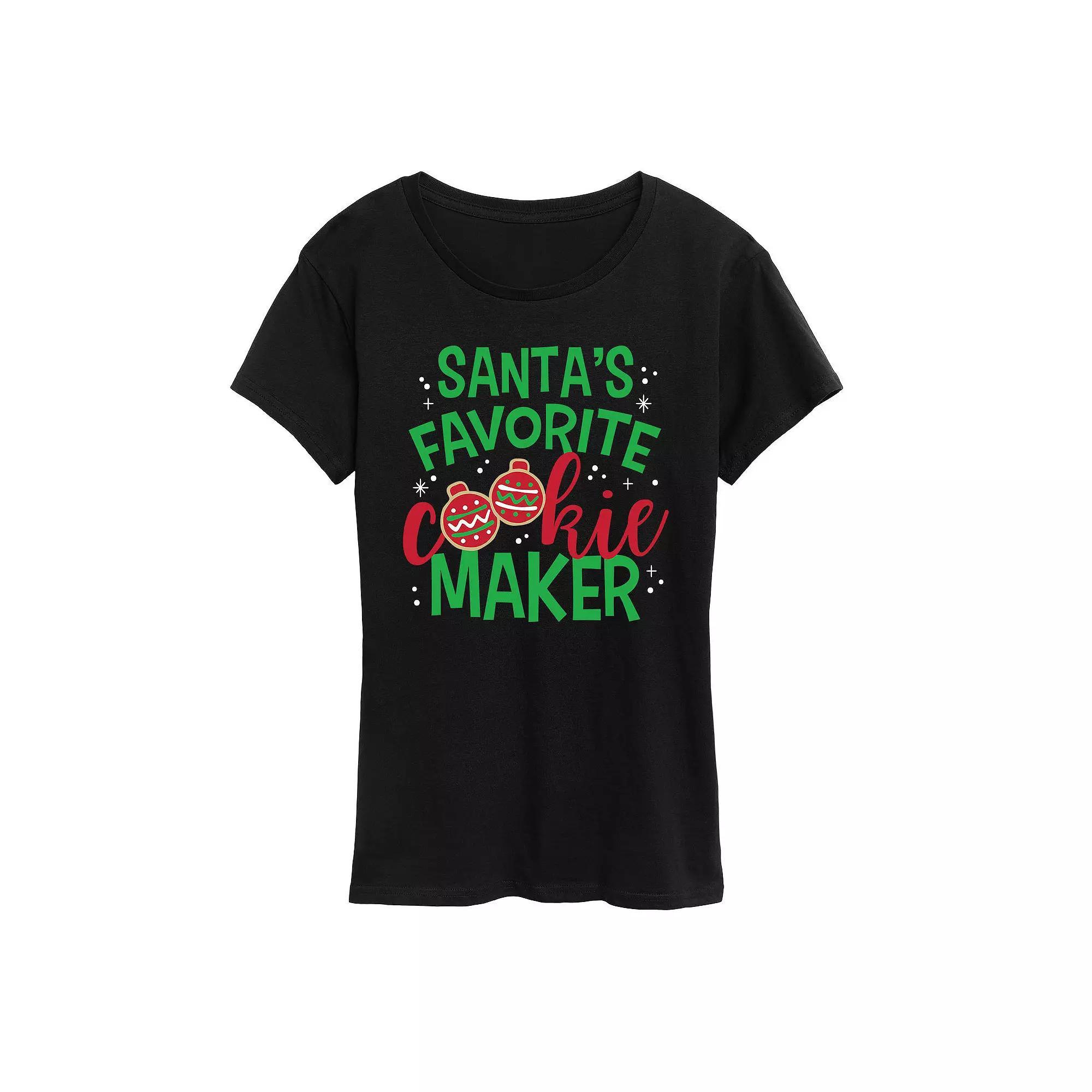 Women's Santa's Favorite Cookie Maker Graphic Tee, Girl's, Size: Large, Black Product Image
