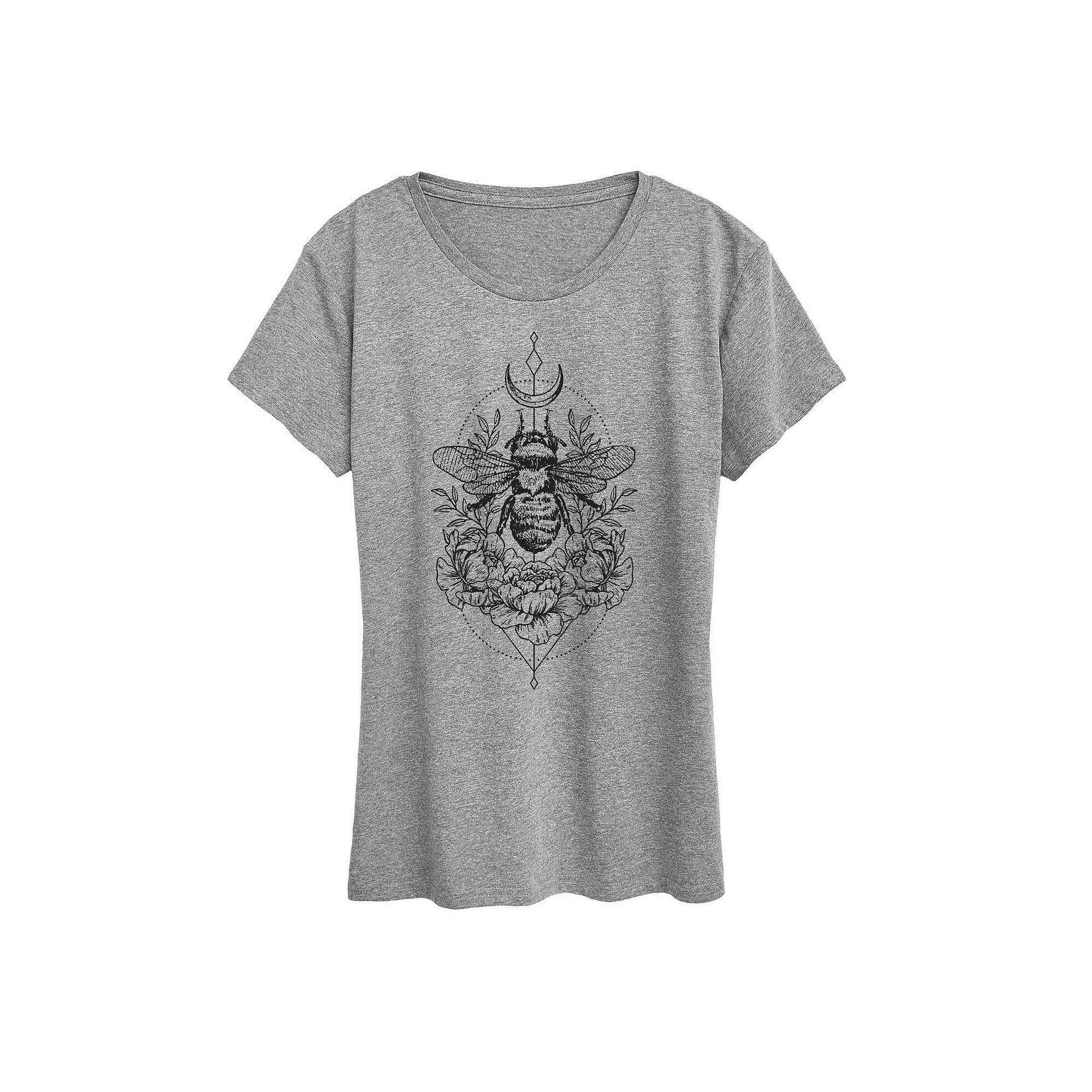 Women's Astrological Floral Bee Graphic Tee, Girl's, Size: XL, White Product Image