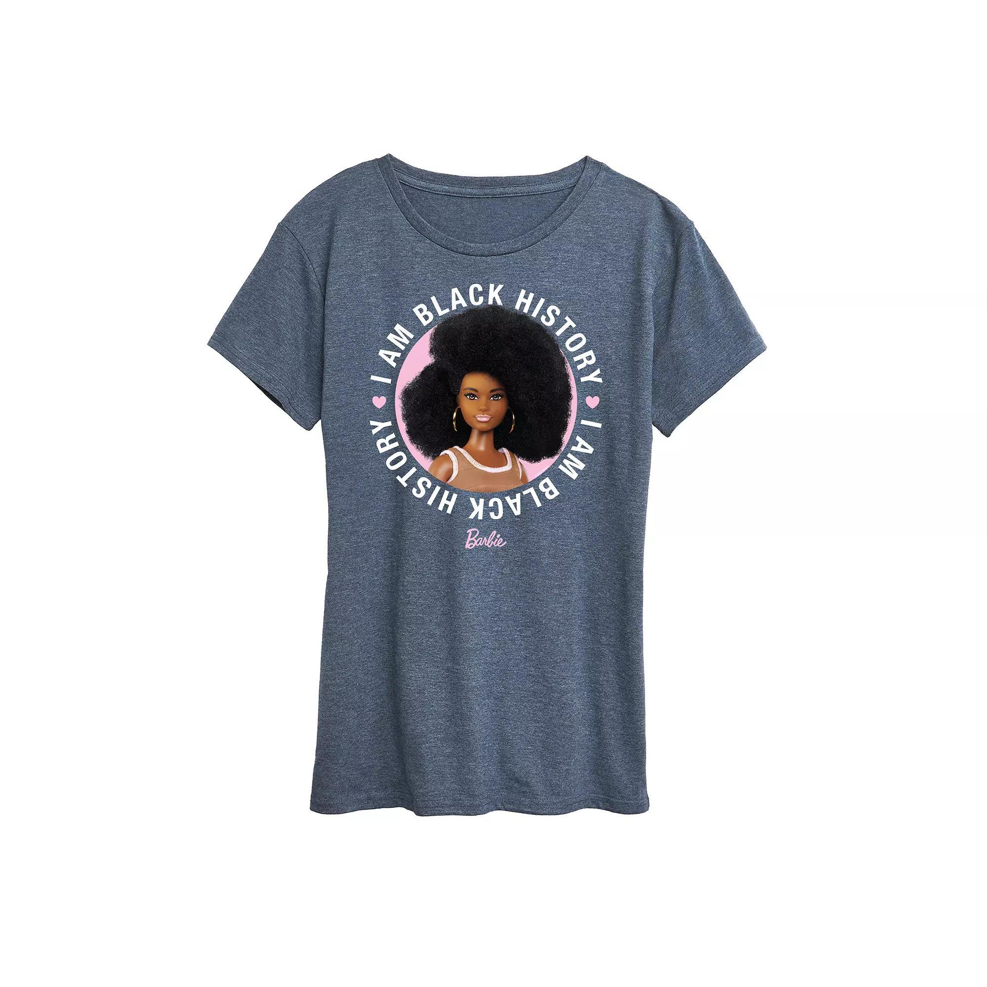 Womens Barbie I Am Black History Graphic Tee Grey Royal Blue Product Image