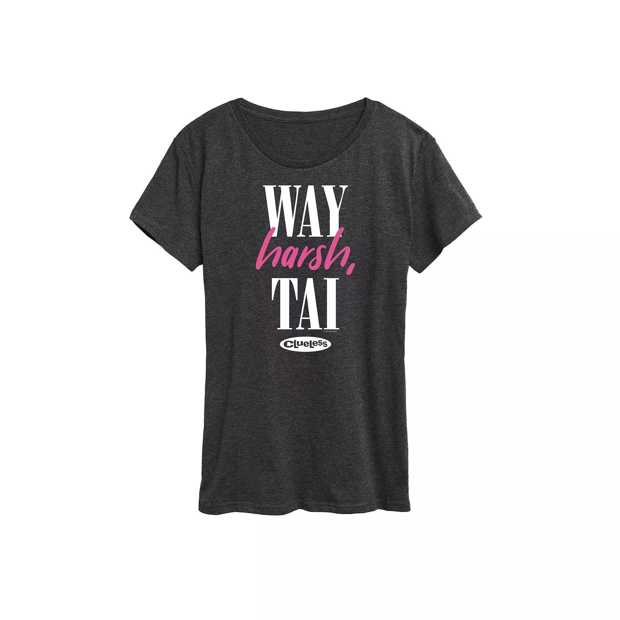 Womens Clueless Way Harsh Tai Graphic Tee, Girls Heather Grey Product Image