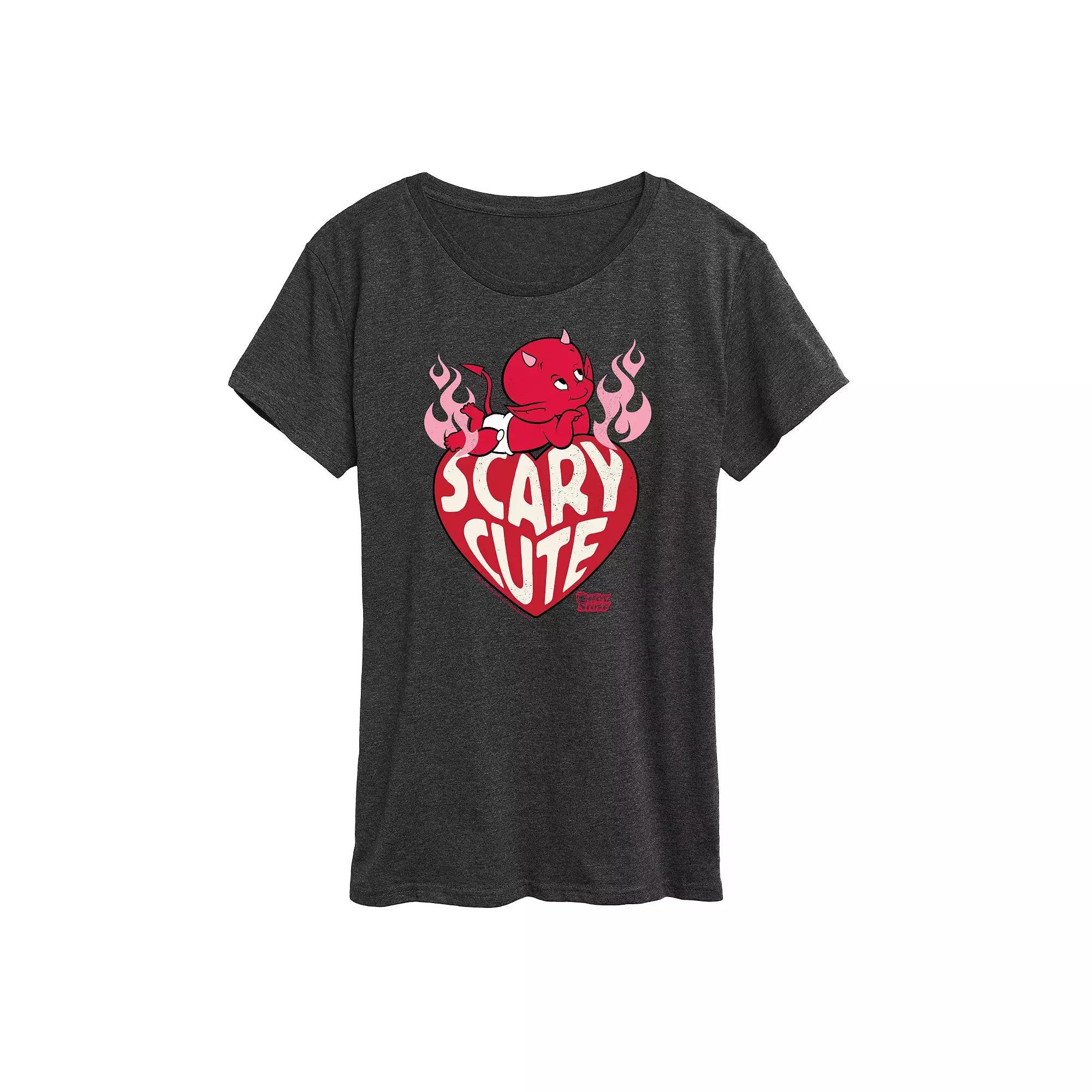 Womens Hot Stuff Scary Cute Graphic Tee, Girls Heather Grey Product Image