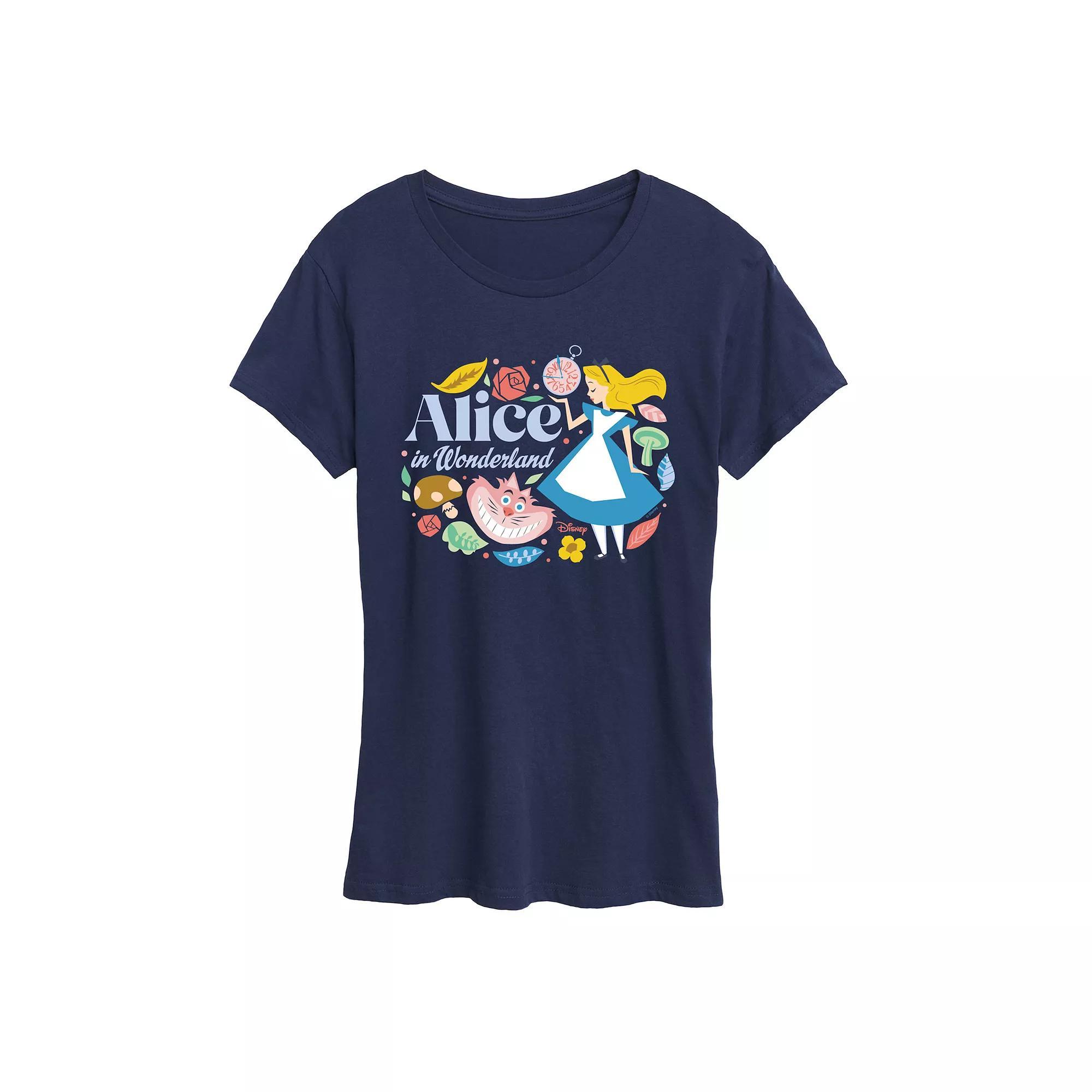 Disneys Alice in Wonderland Alice & Cheshire Cat Womens Graphic Tee Product Image