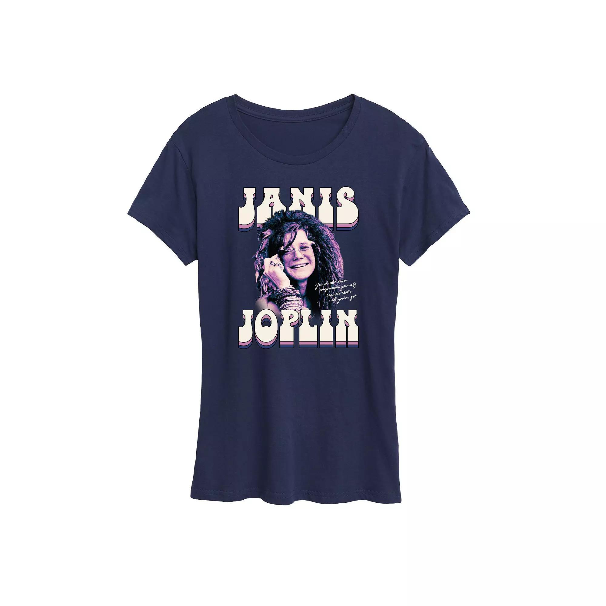 Women's Janis Joplin Never Compromise Graphic Tee, Girl's, Size: Medium, Black Product Image