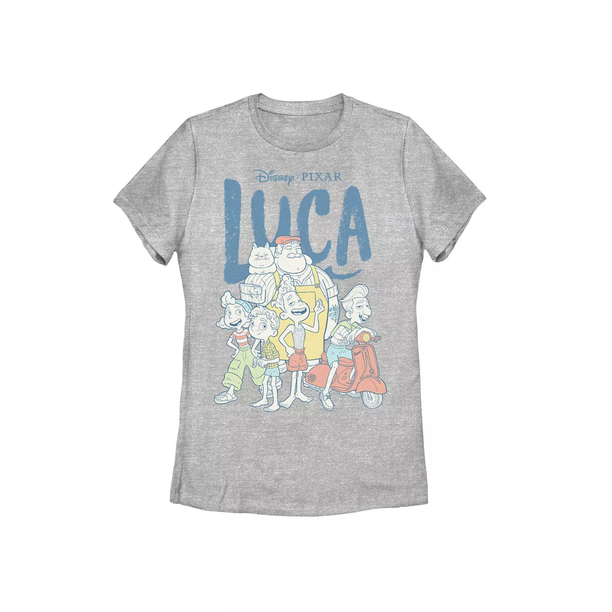 Disney / Pixar's Luca Juniors' Group Shot Logo Tee, Girl's, Size: Small, Athletic Grey Product Image