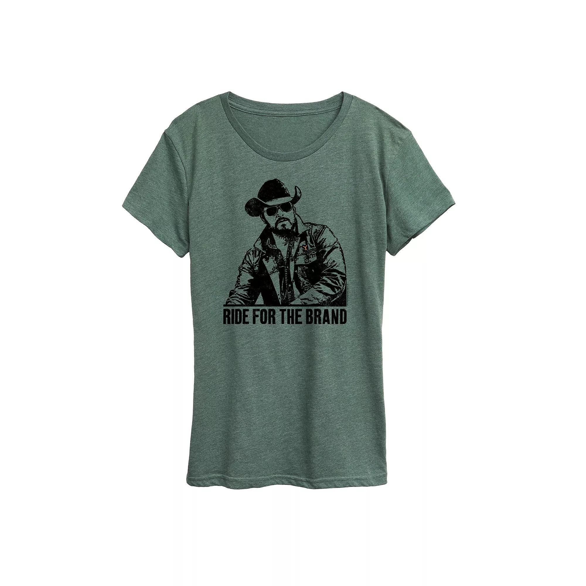 Womens Yellowstone Ride For The Brand Graphic Tee Grey Green Product Image
