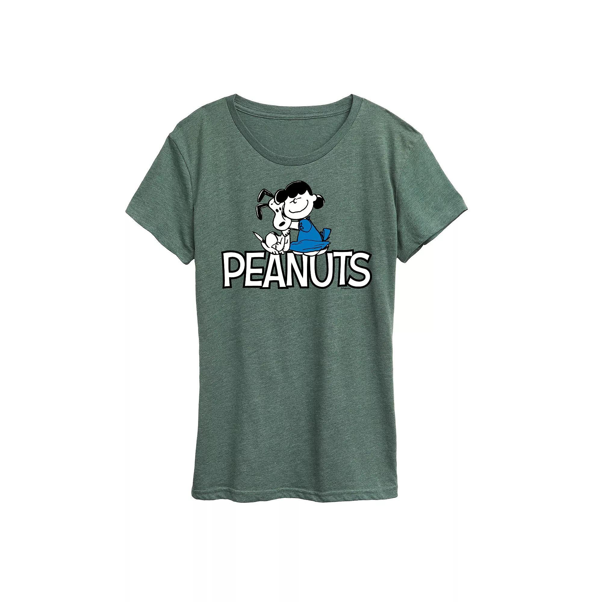 Womens Peanuts Snoopy And Lucy Logo Graphic Tee, Girls Grey Gray Product Image