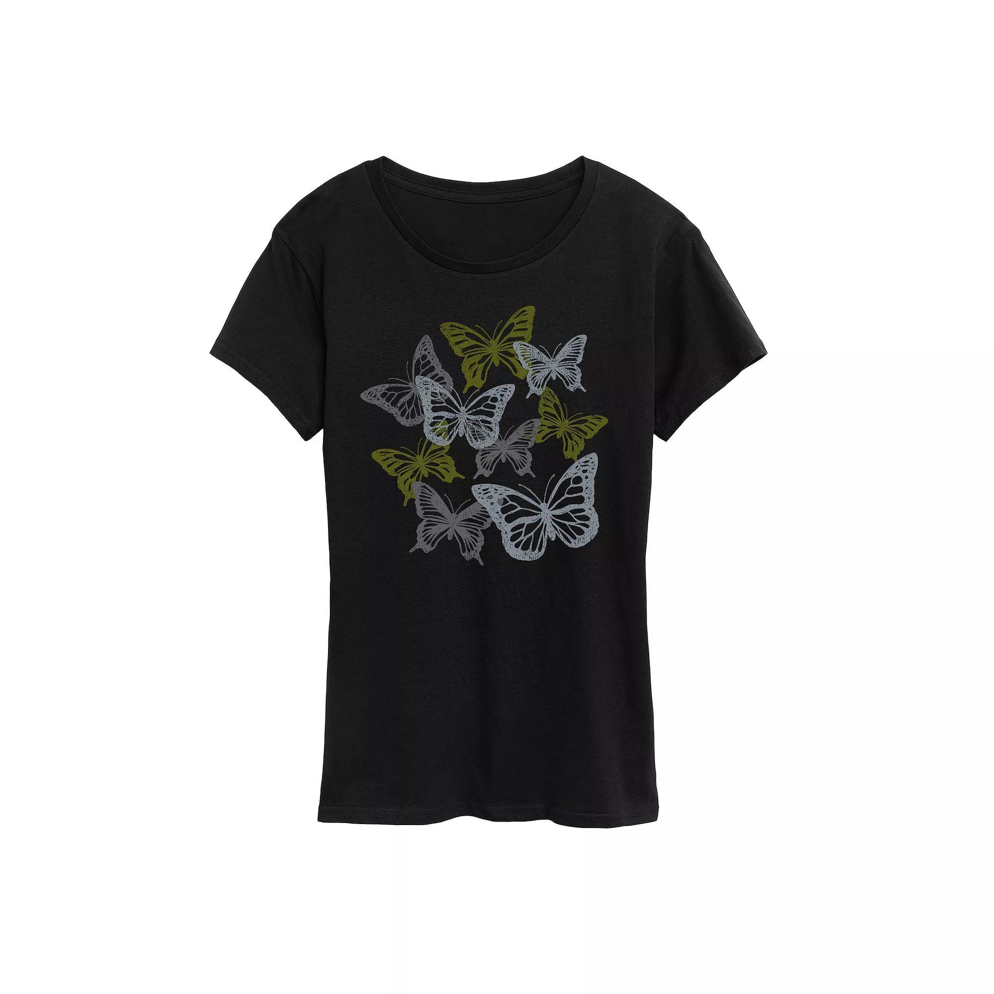 Womens Cat Face Graphic Tee, Girls Product Image