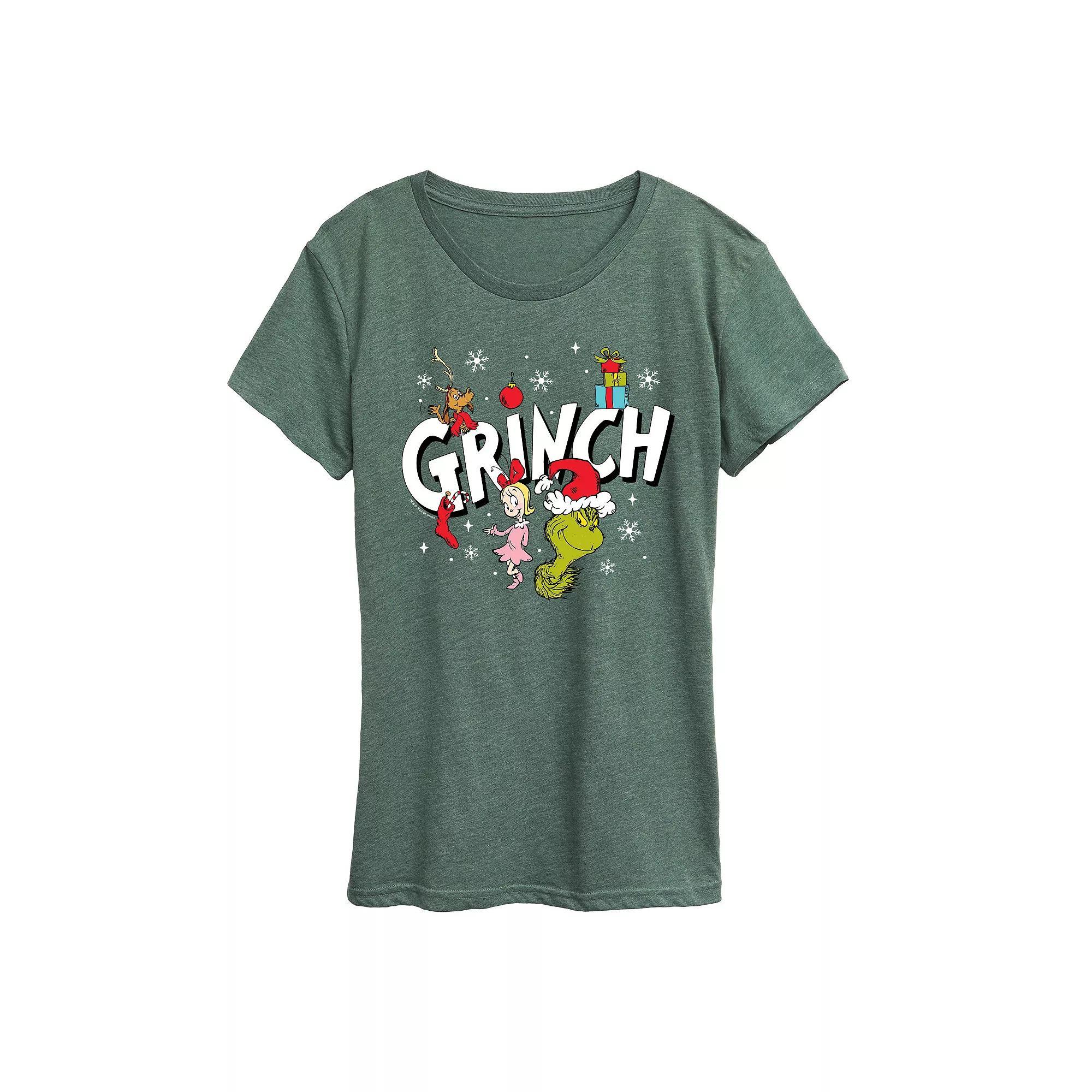Women's Dr. Seuss Grinch Group Graphic Tee, Size: Large, Grey Green Product Image
