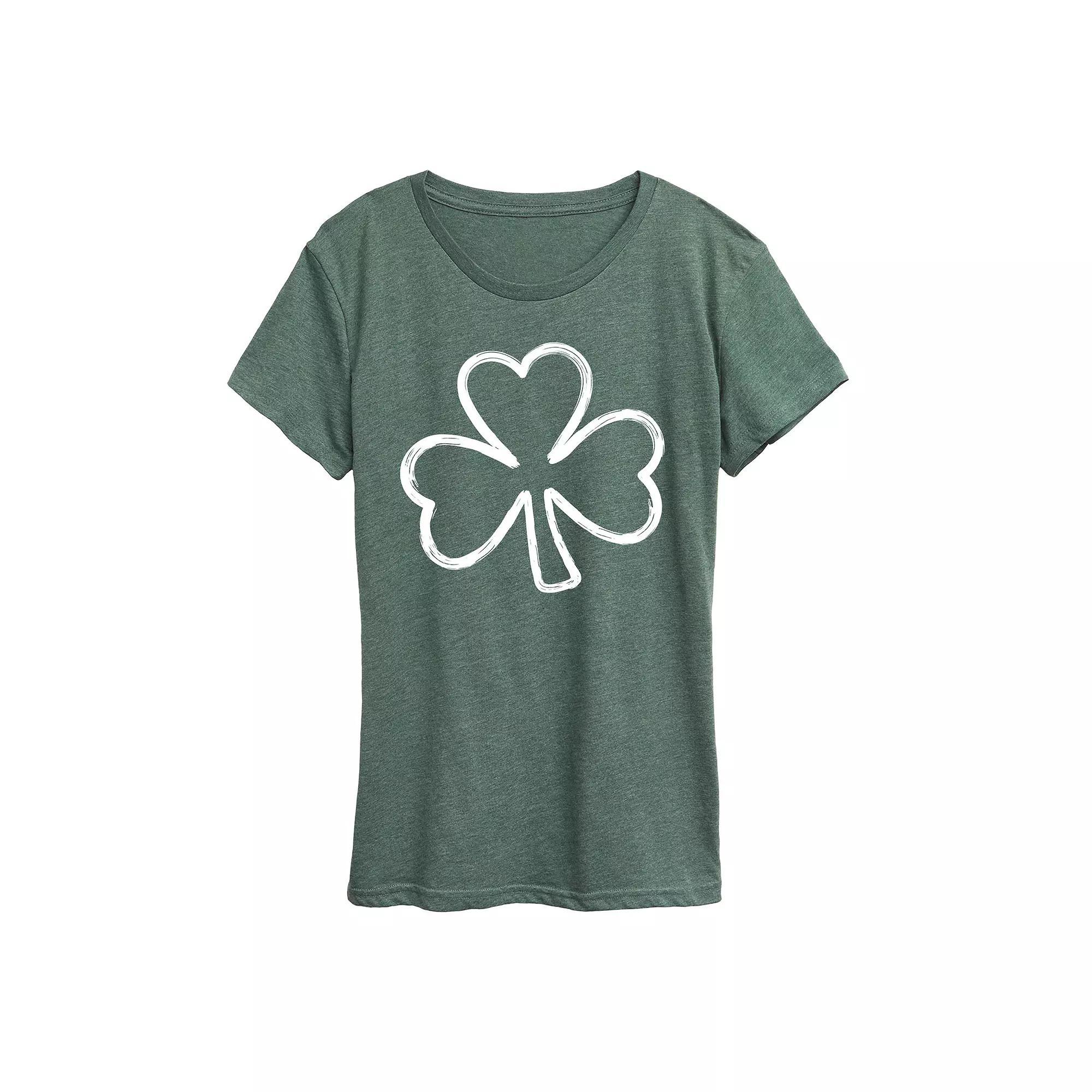 Womens Brushstroke Clover Graphic Tee Grey Green Product Image