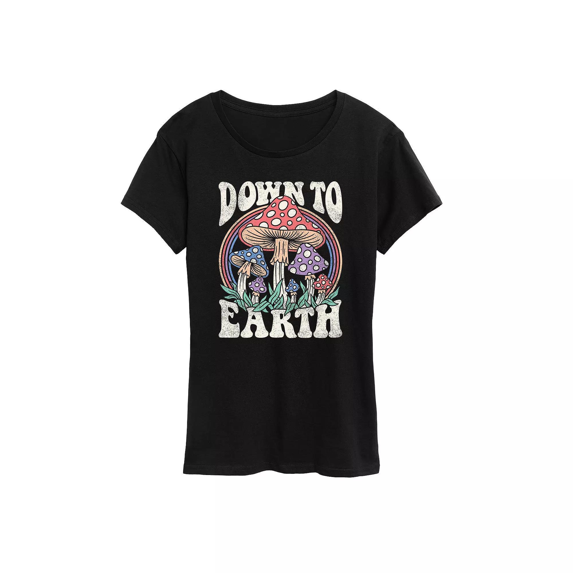 Women's Down To Earth Mushrooms Graphic Tee, Girl's, Size: Medium, Heather Grey Product Image