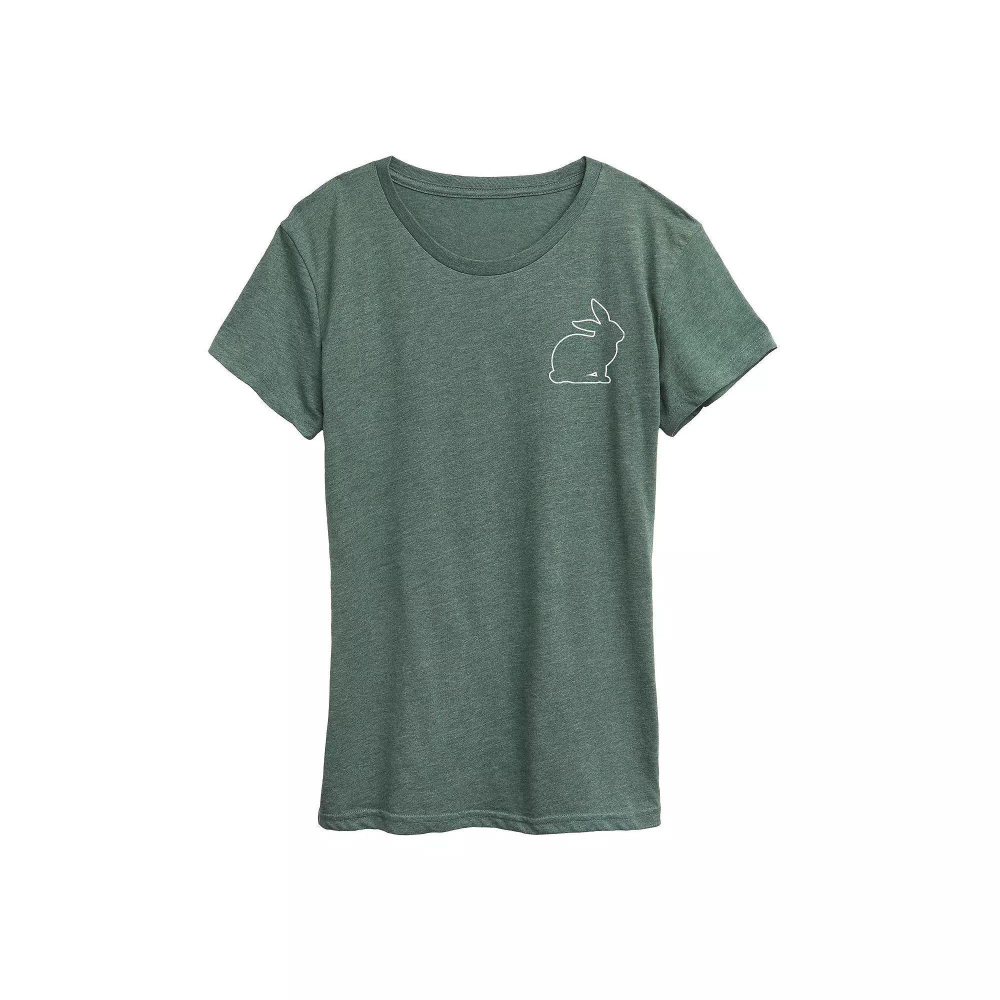 Womens Bunny Outline Graphic Tee Grey Green Product Image