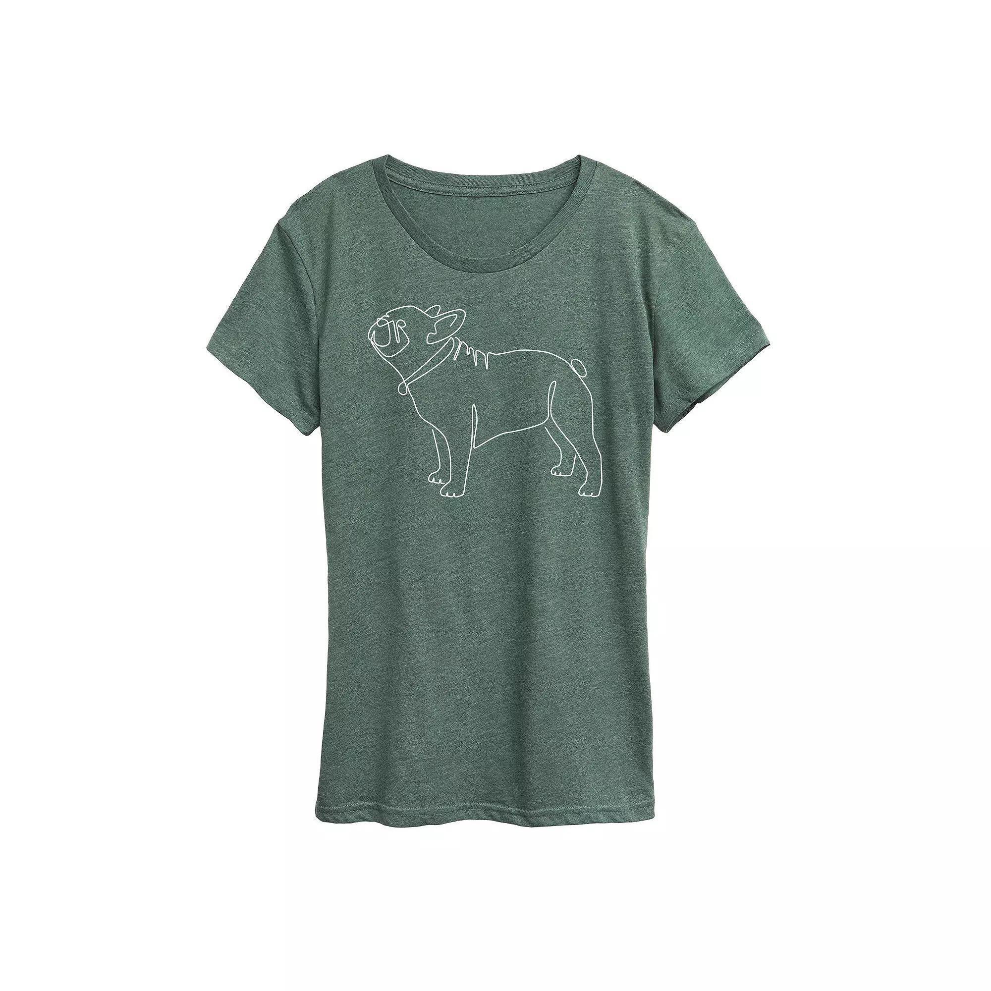 Womens Bunny Outline Graphic Tee Grey Green Product Image