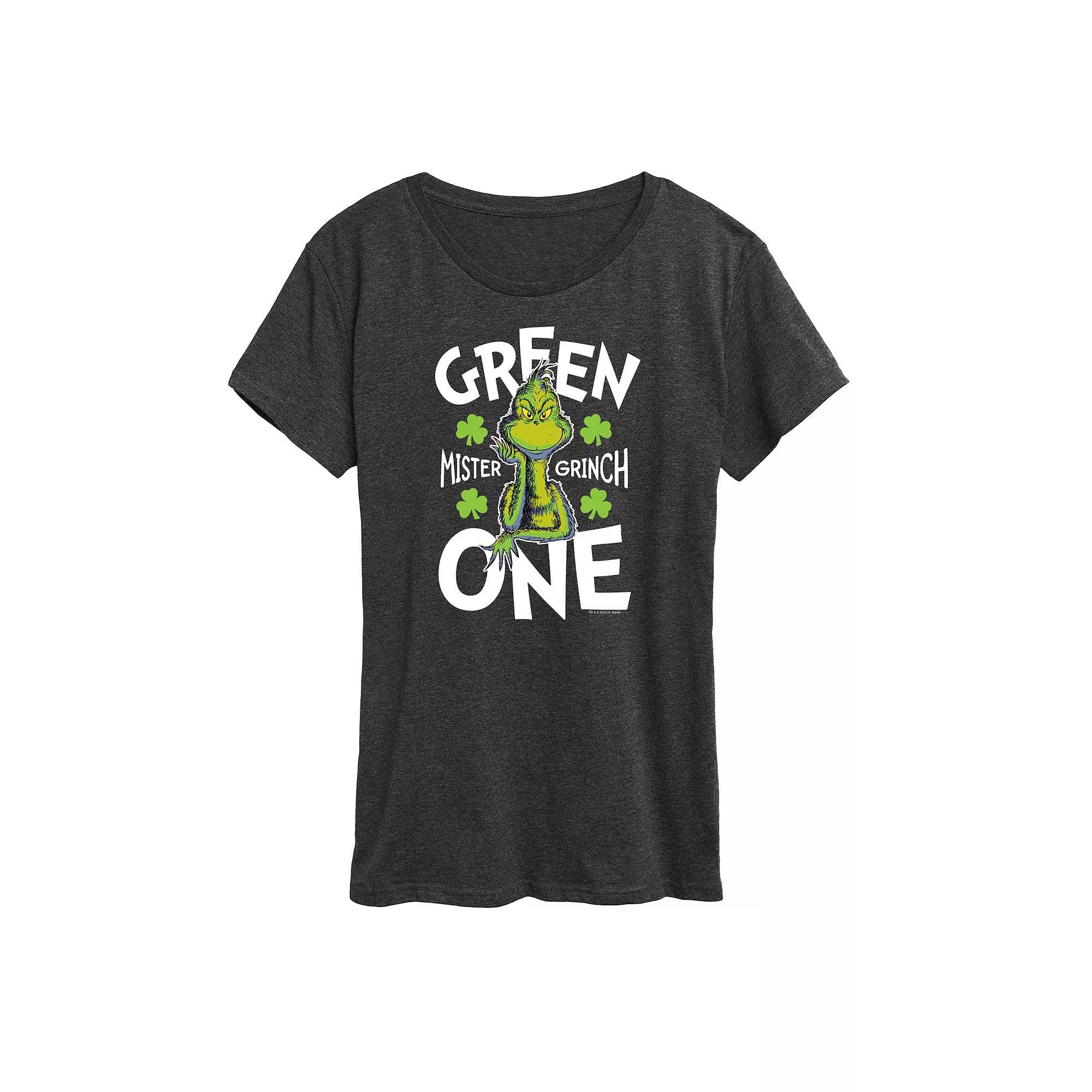 Women's Dr. Seuss Green One Graphic Tee, Size: Medium, Heather Grey Product Image