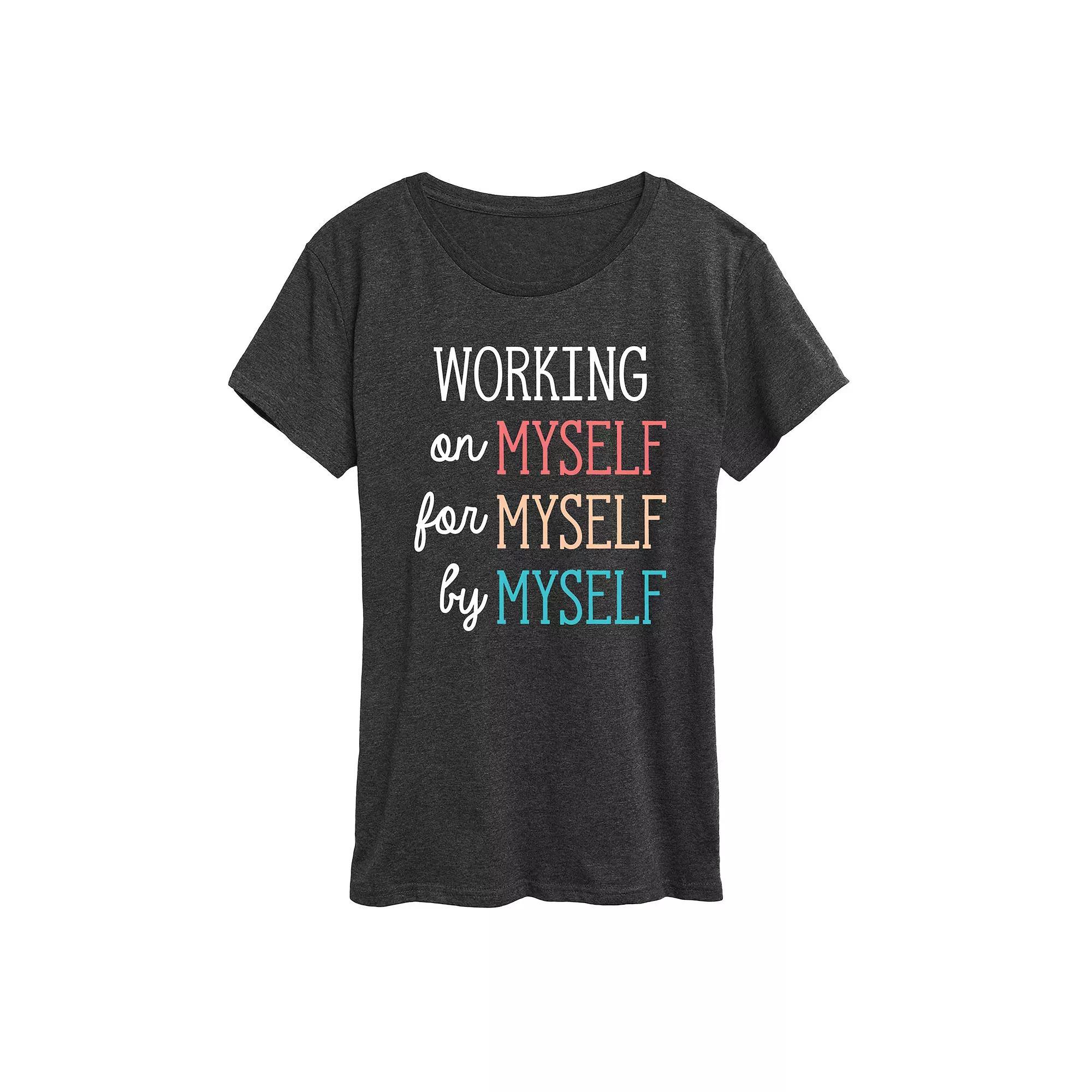 Womens Working On Myself Graphic Tee Heather Grey Product Image