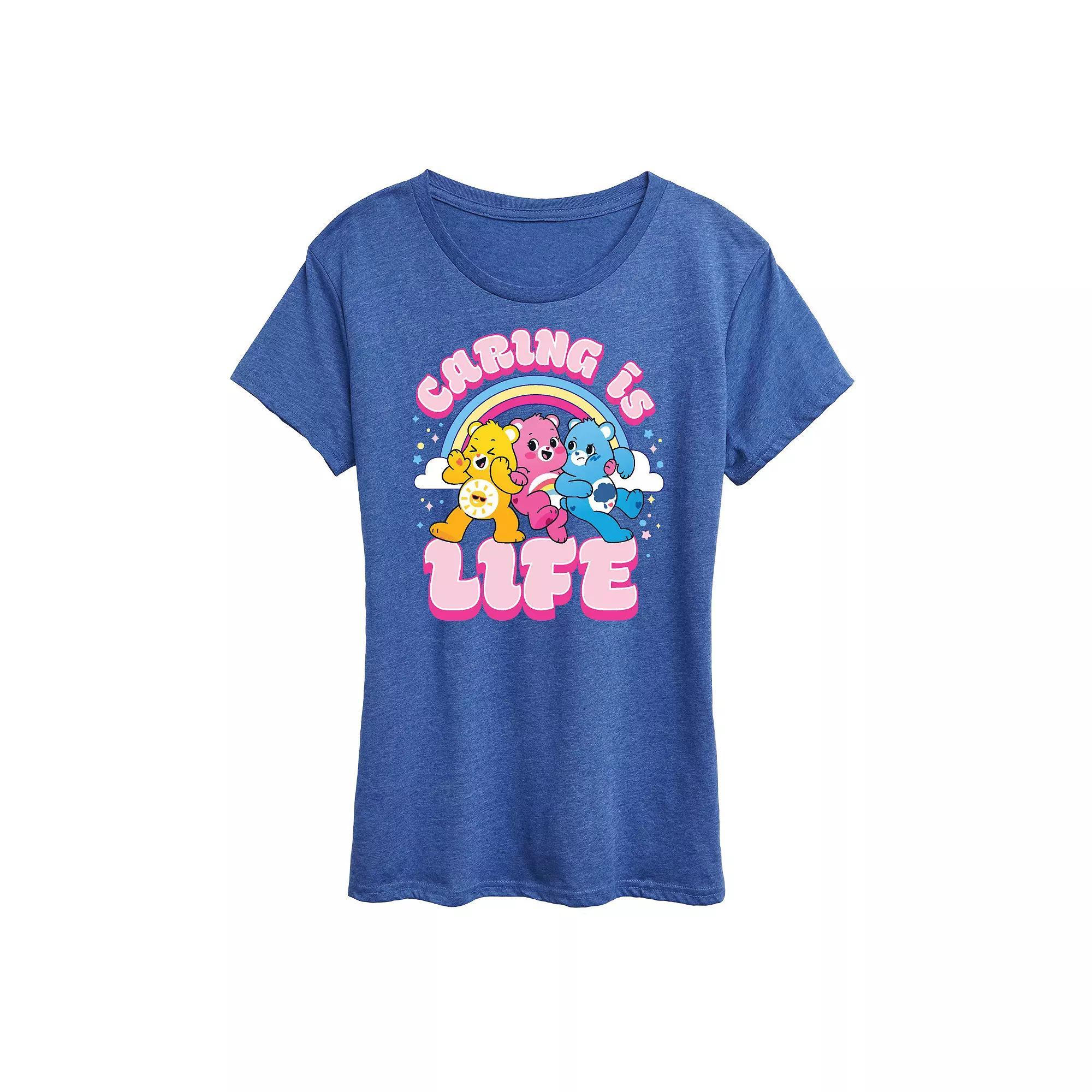Womens Care Bears Caring Is Life Graphic Tee, Girls Heather Grey Product Image