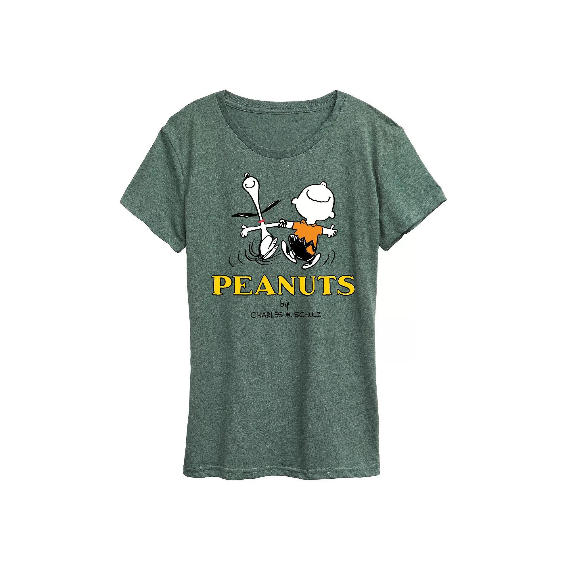 Women's Peanuts Charlie Snoopy Logo Graphic Tee, Girl's, Size: Small, Grey Green Product Image