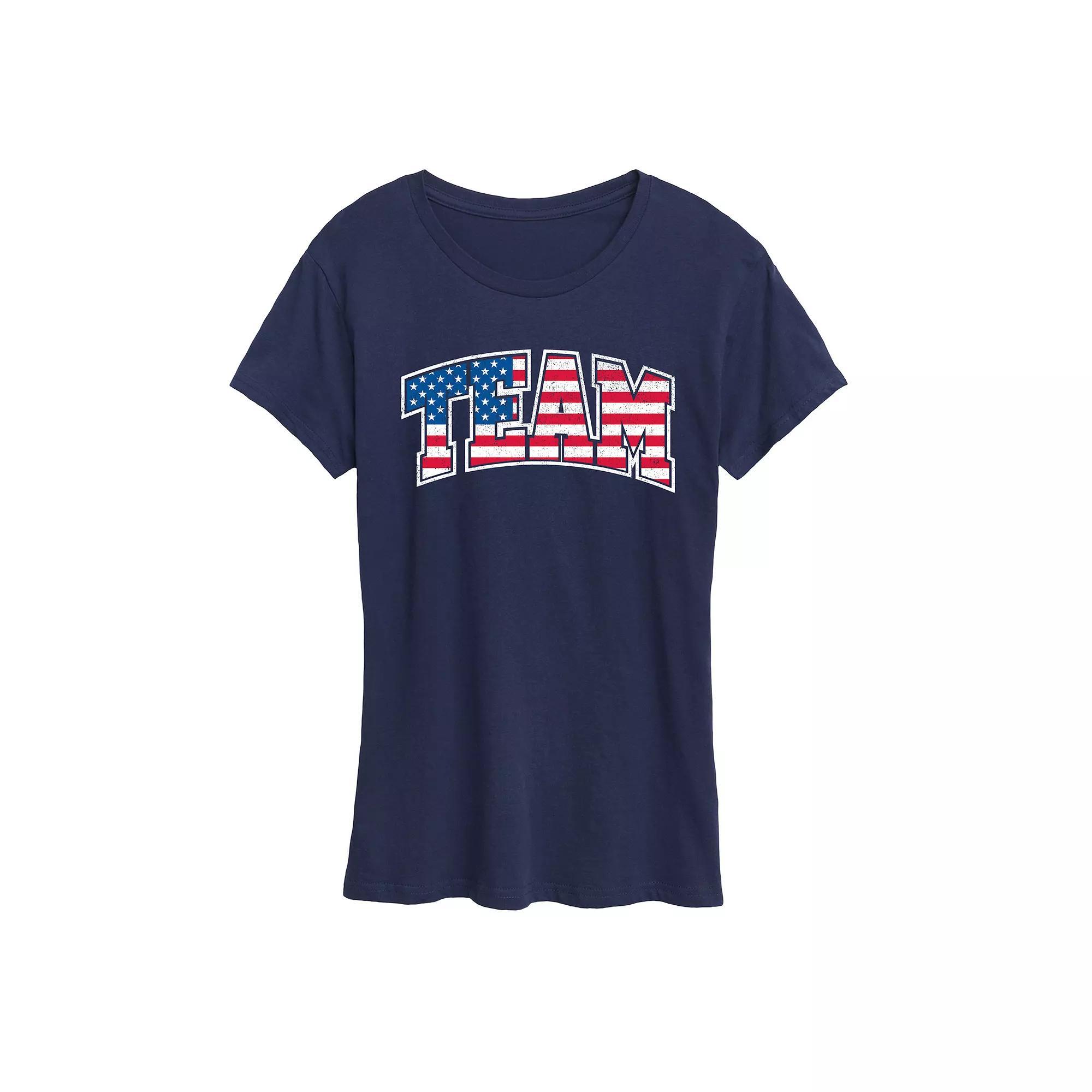 Women's Team USA Graphic Tee, Size: Large, Grey Royal Blue Product Image