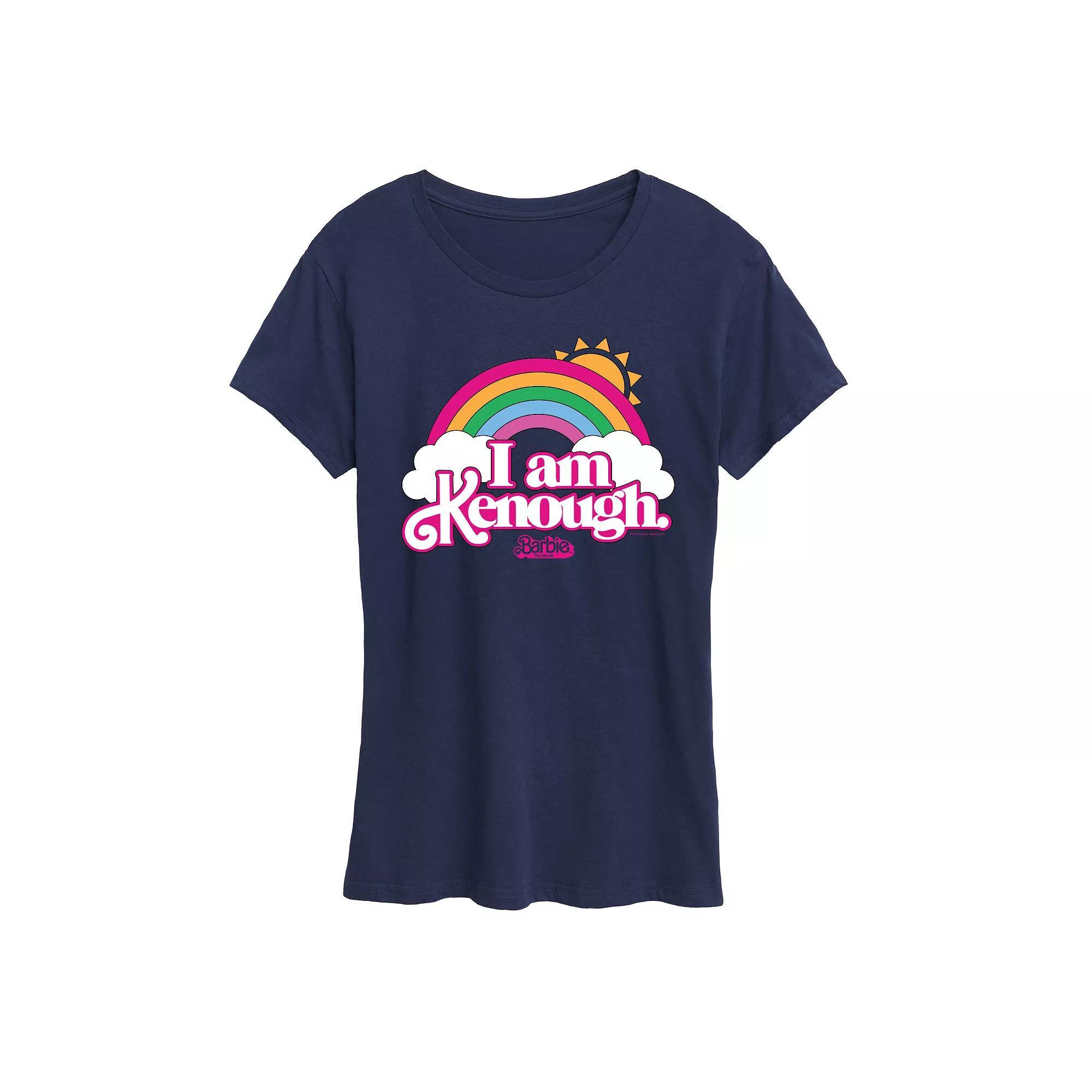 Womens Barbie The Movie Kenough Rainbow Graphic Tee, Girls Grey Royal Blue Product Image