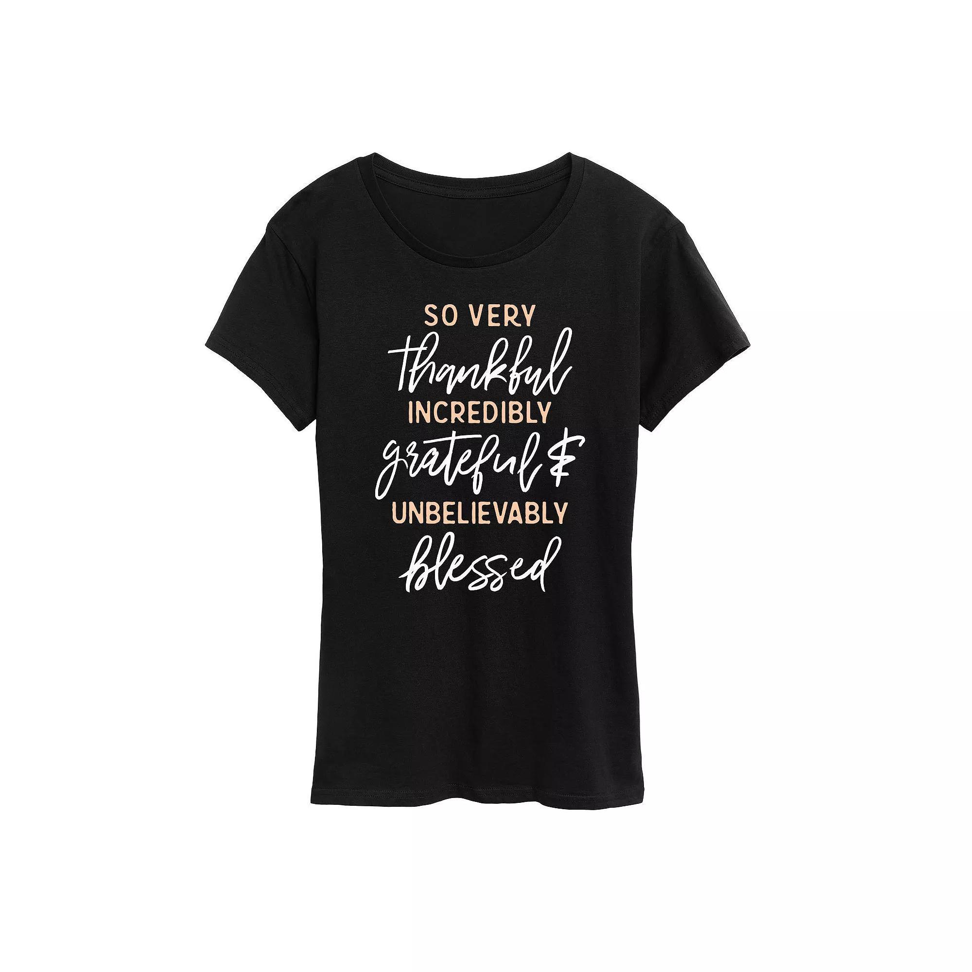 Womens So Very Thankful Graphic Tee Grey Green Product Image