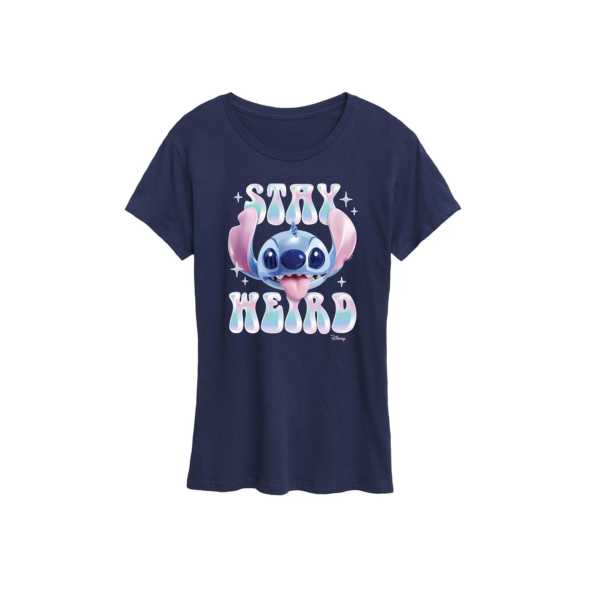 Disneys Lilo & Stitch Womens Stay Weird Graphic Tee Heather Grey Product Image