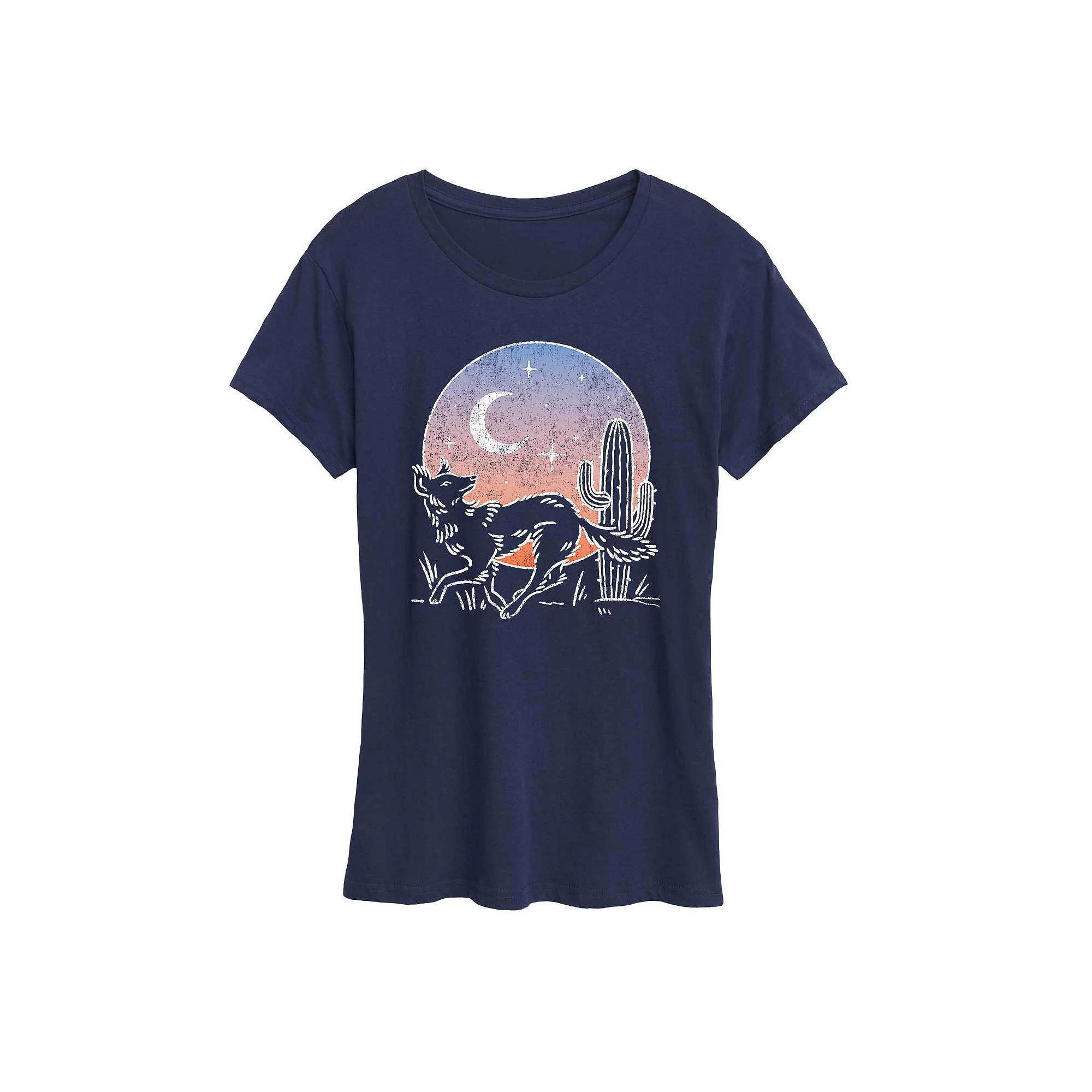 Womens Desert Coyote Graphic Tees, Girls Heather Grey Product Image