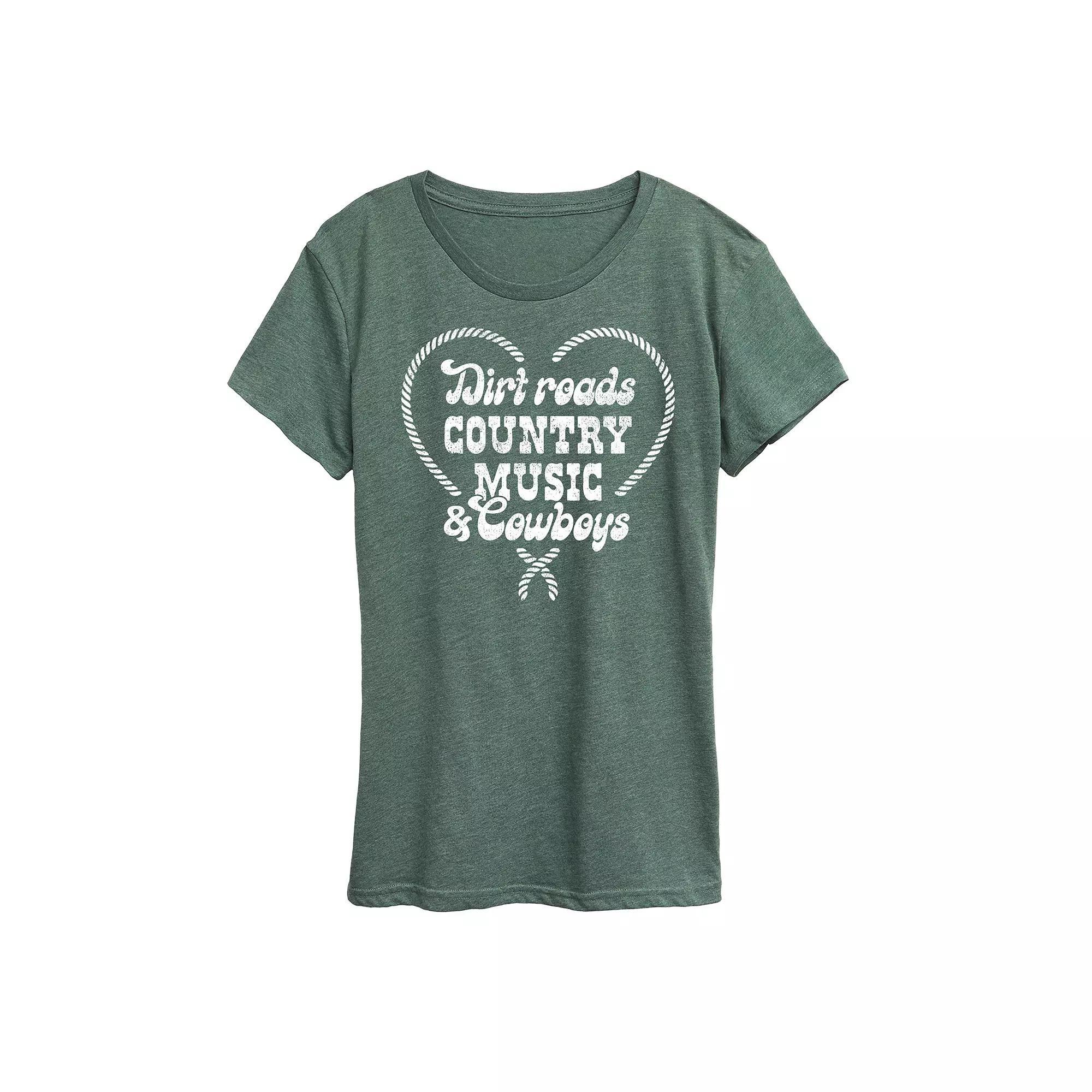 Womens Dirt Roads Country Music Cowboys Graphic Tee Product Image