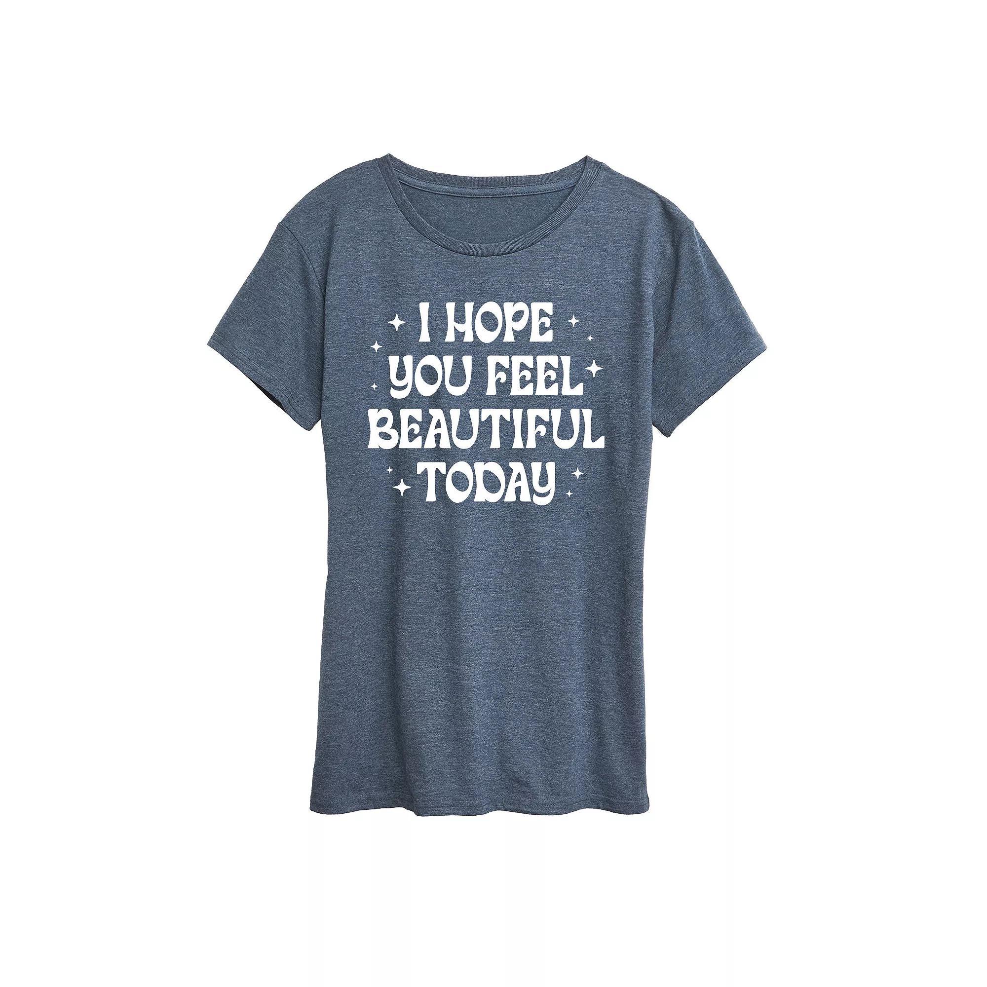 Womens I Hope You Feel Beautiful Today Graphic Tee Grey Wine Product Image