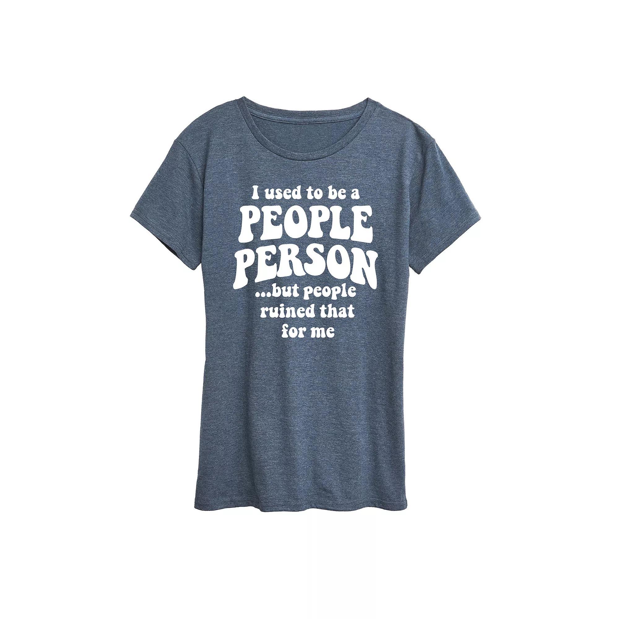 Womens Used to be a People Person Graphic Tee Grey Blue Product Image