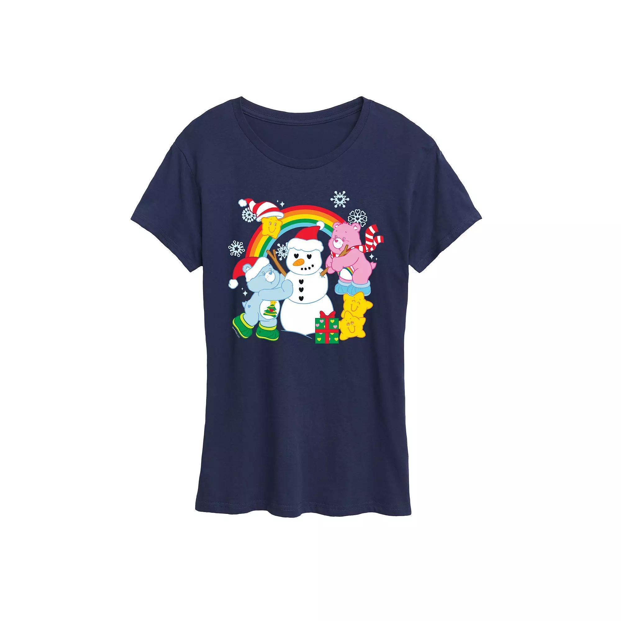 Women's Care Bears Snowman Graphic Tee, Girl's, Size: Large, Grey Royal Blue Product Image