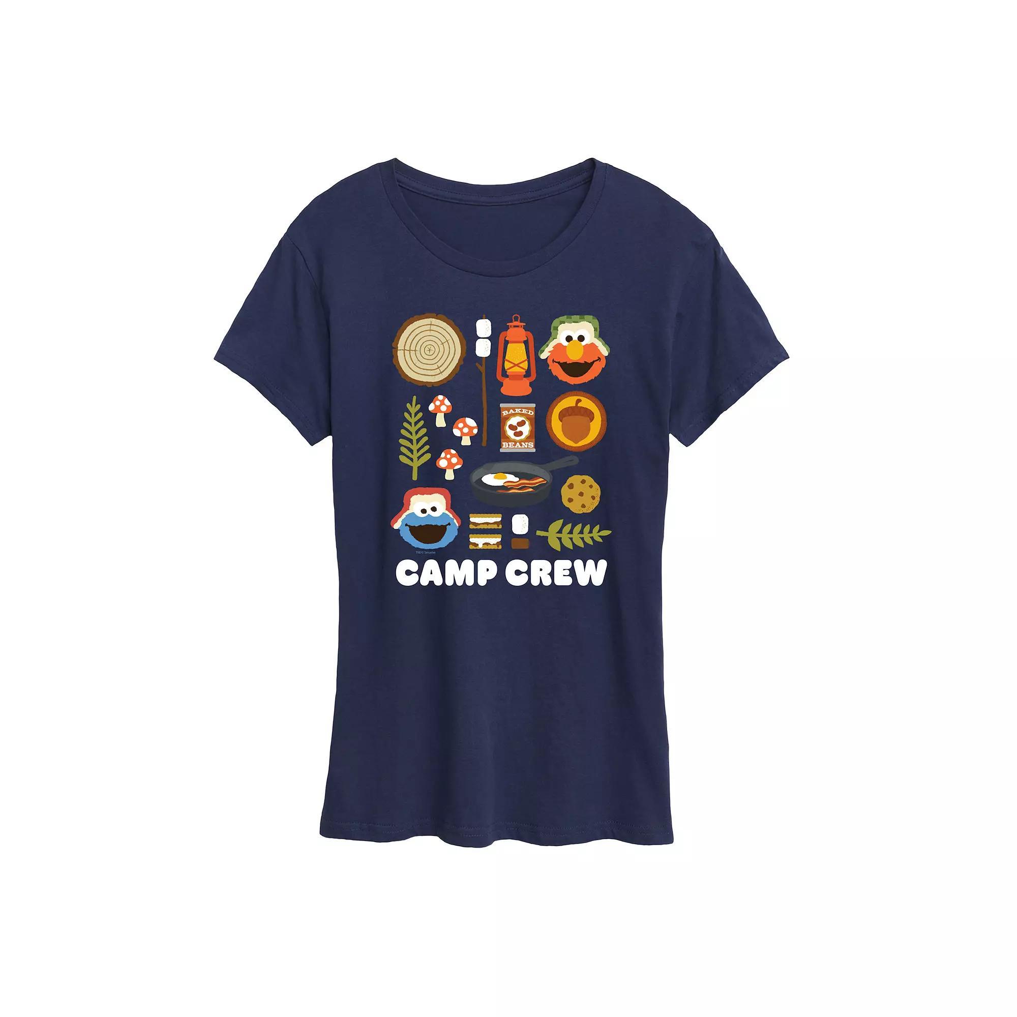 Womens Sesame Street Camp Crew Graphic Tee Blue Product Image