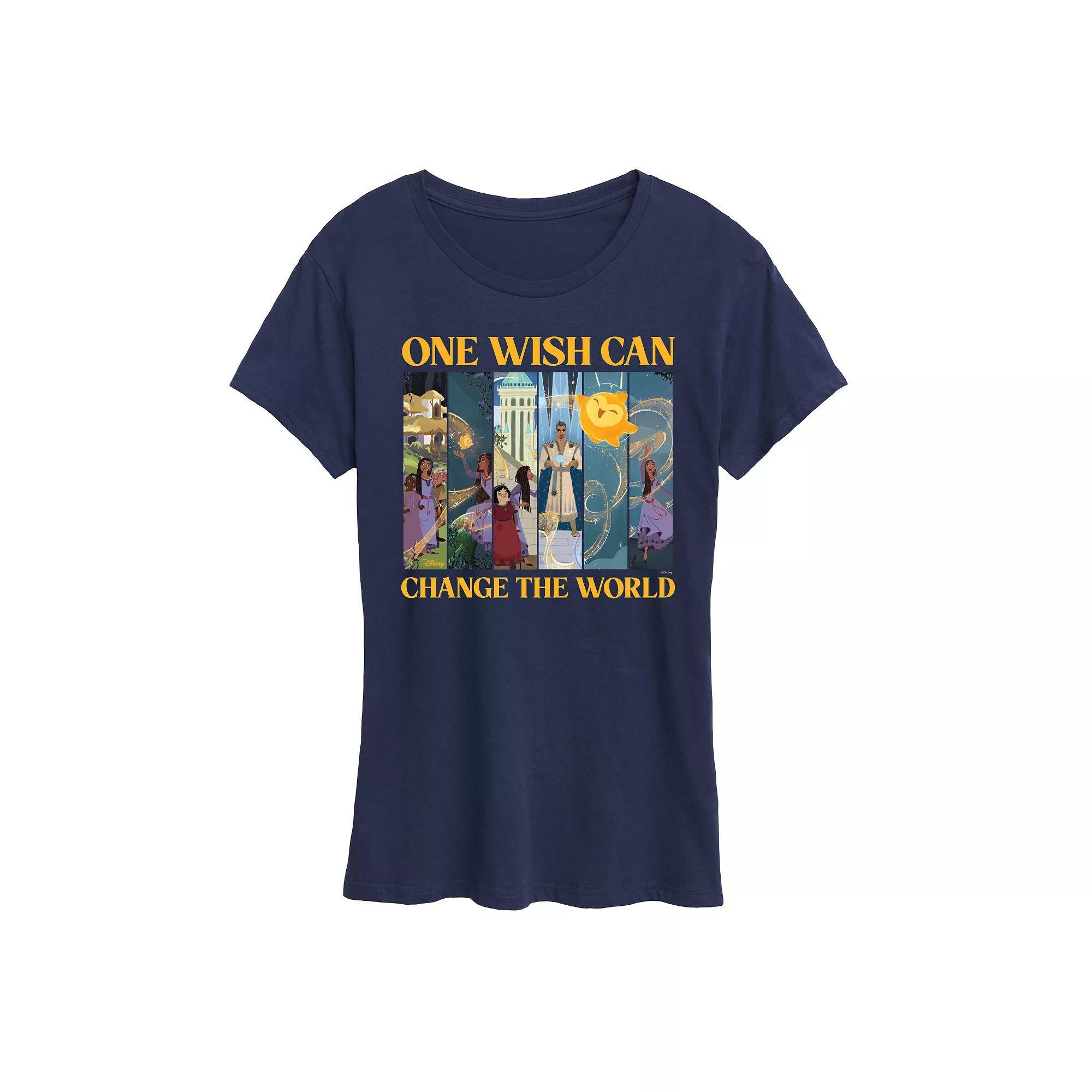Disneys Wish Womens Change The World Graphic Tee, Girls Blue Product Image