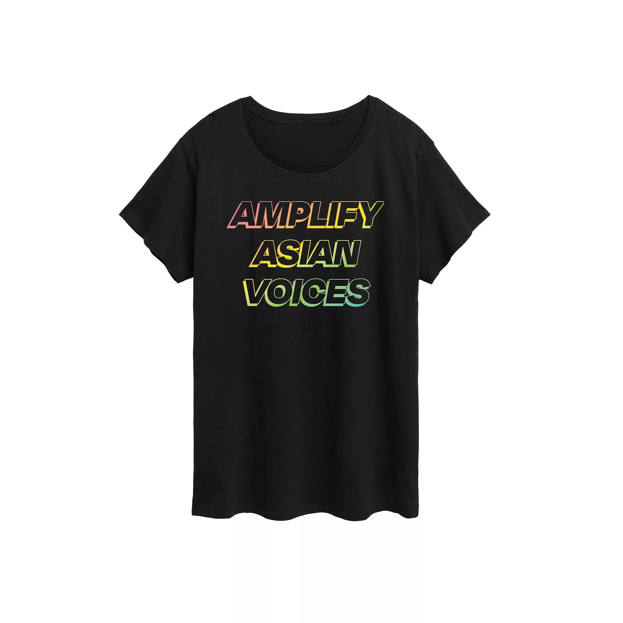 Plus Amplify Asian Voices Graphic Tee, Womens Heather Grey Product Image
