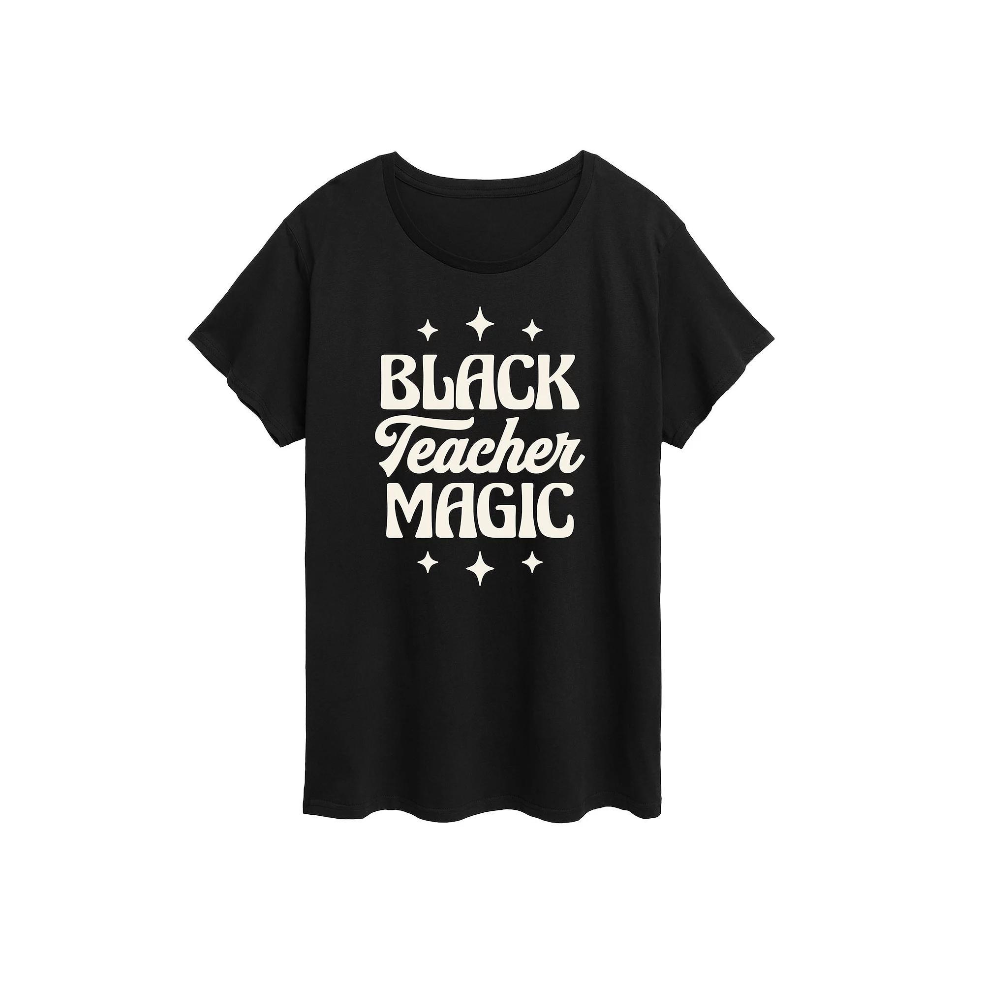 Plus Black Teacher Magic Graphic Tee, Womens Grey Green Product Image