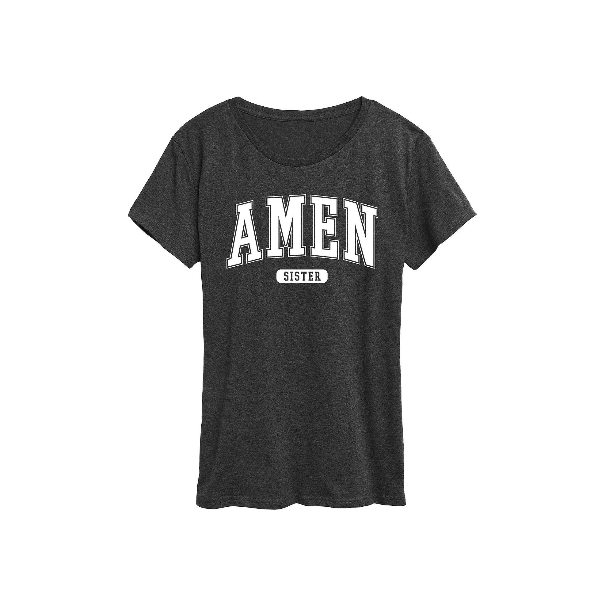 Womens Collegiate Amen Graphic Tee Grey Dark Red Product Image