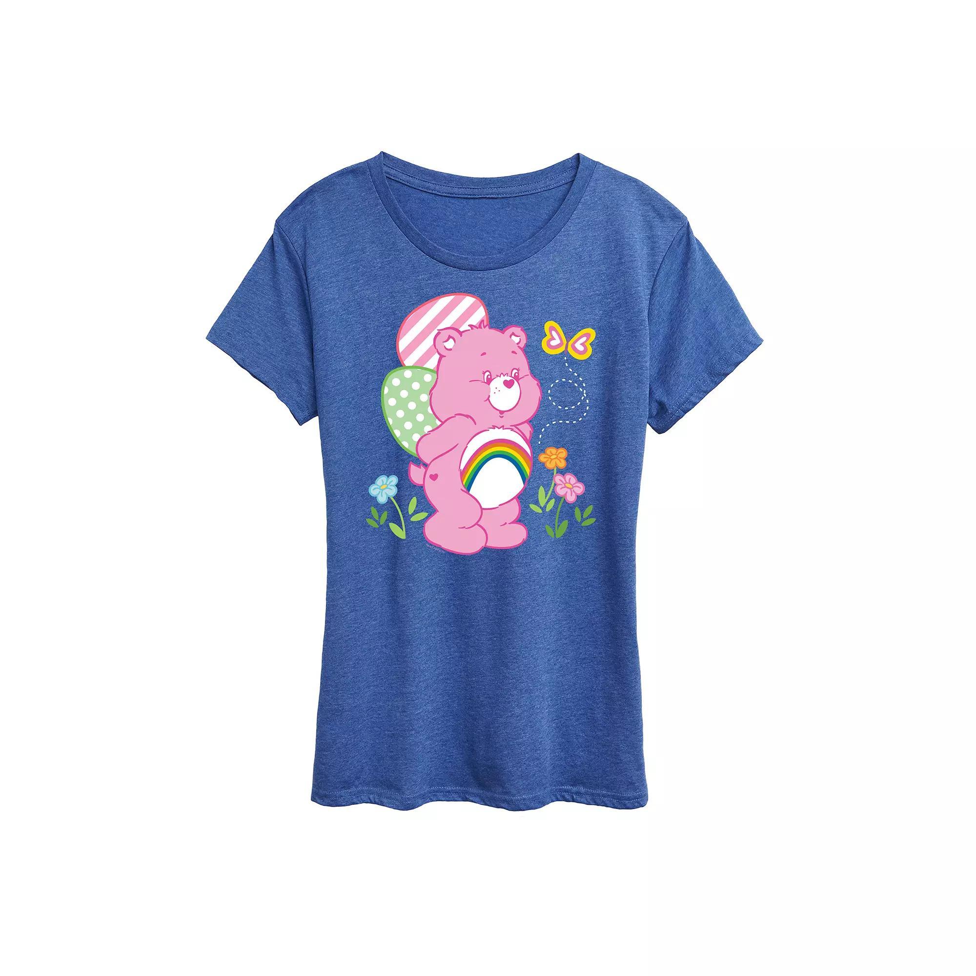 Women's Care Bears Easter Scene Graphic Tee, Size: XL, Grey Royal Blue Product Image