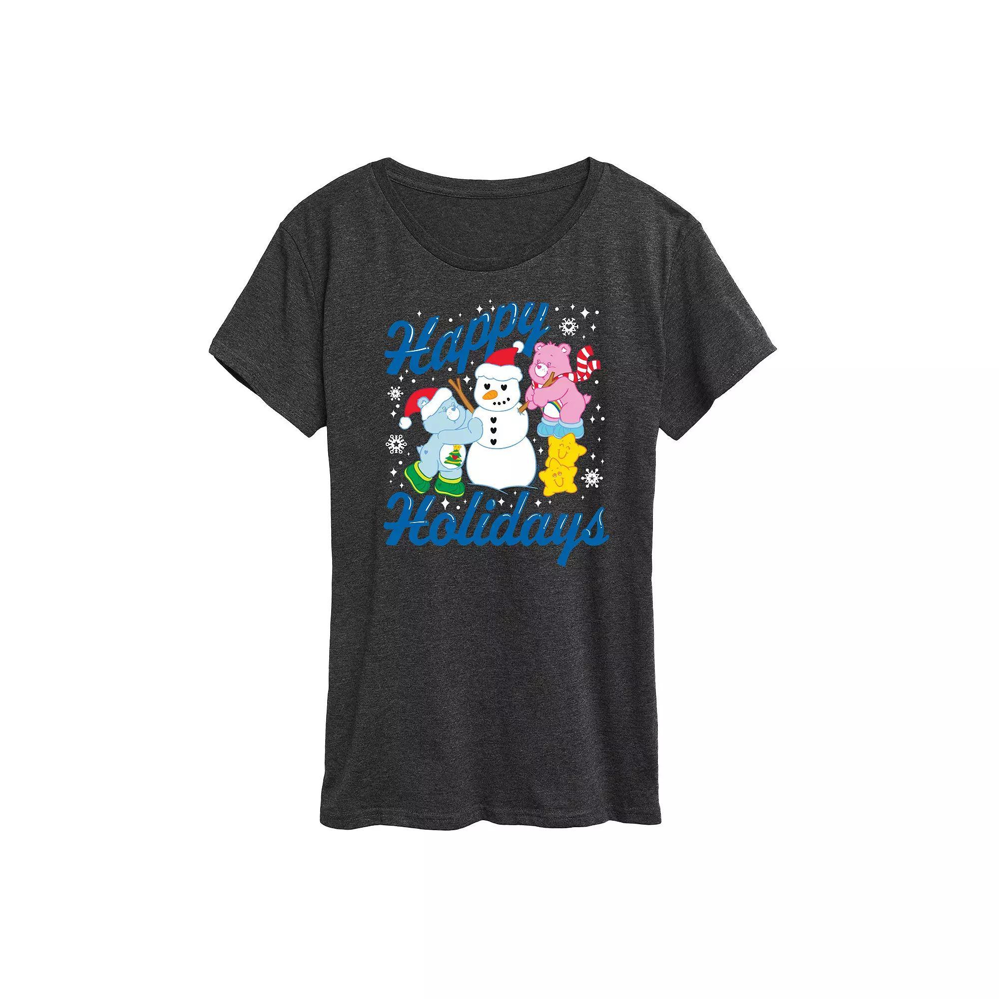Womens Care Bears Happy Holidays Graphic Tee, Girls Grey Gray Product Image