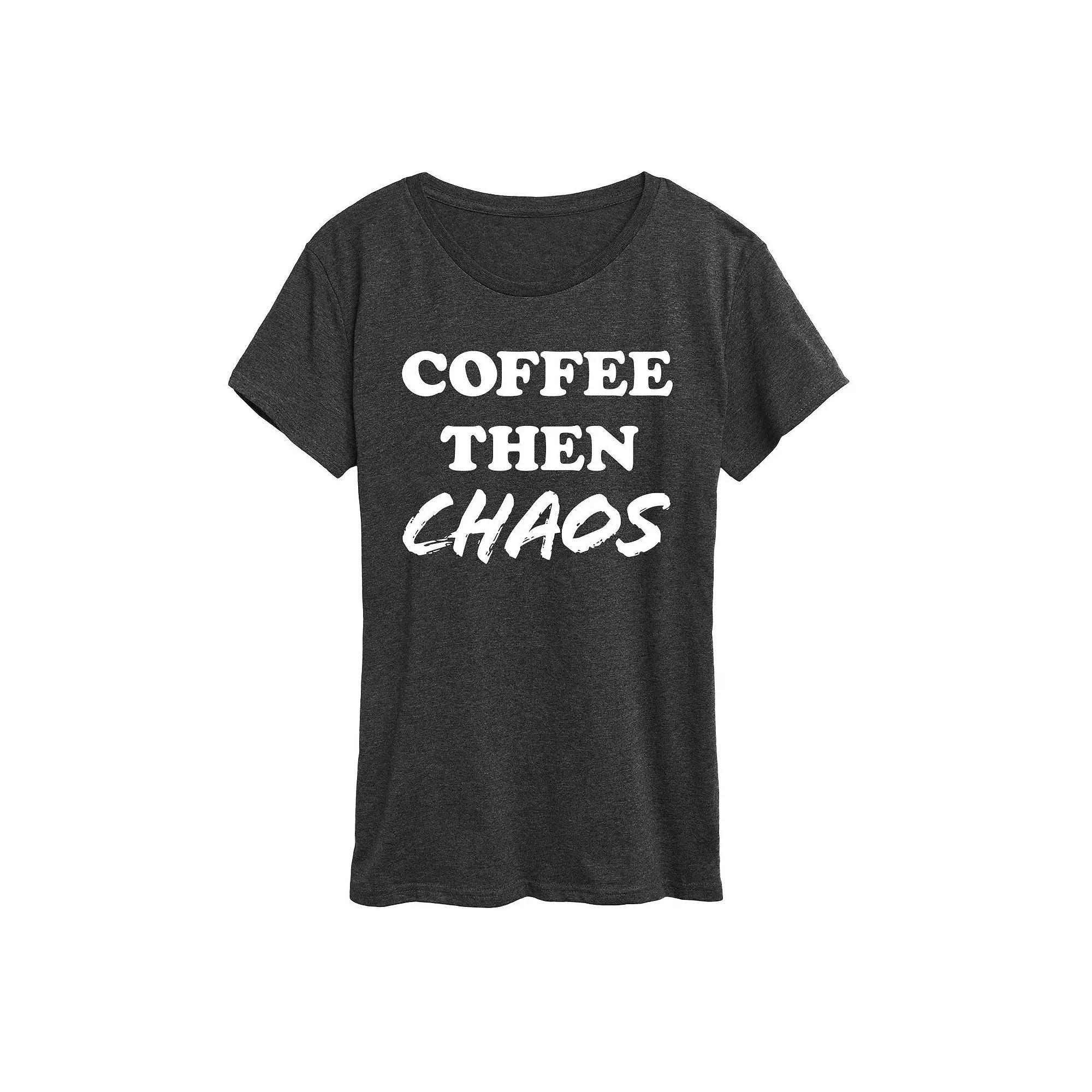 Womens Coffee Then Chaos Graphic Tee, Girls Heather Grey Product Image