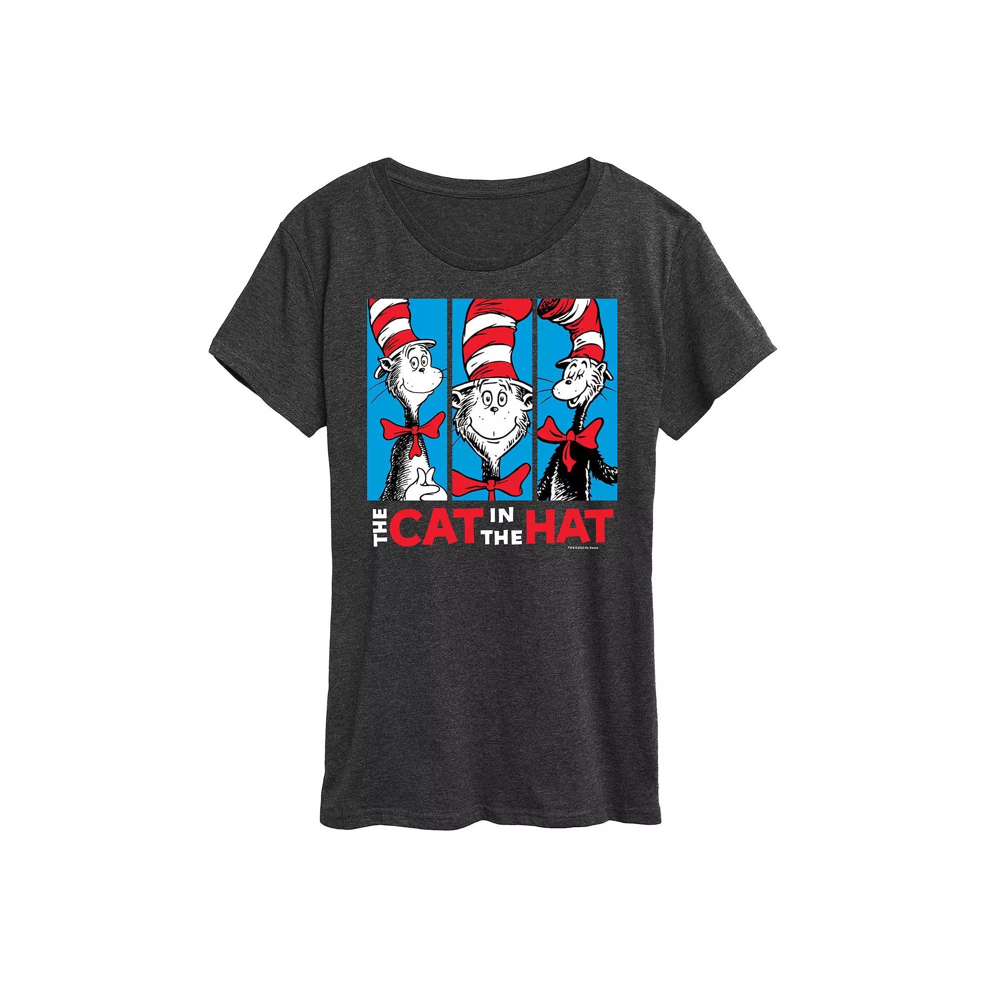 Womens Dr. Seuss Cat In The Hat Graphic Tee Grey Gray Product Image