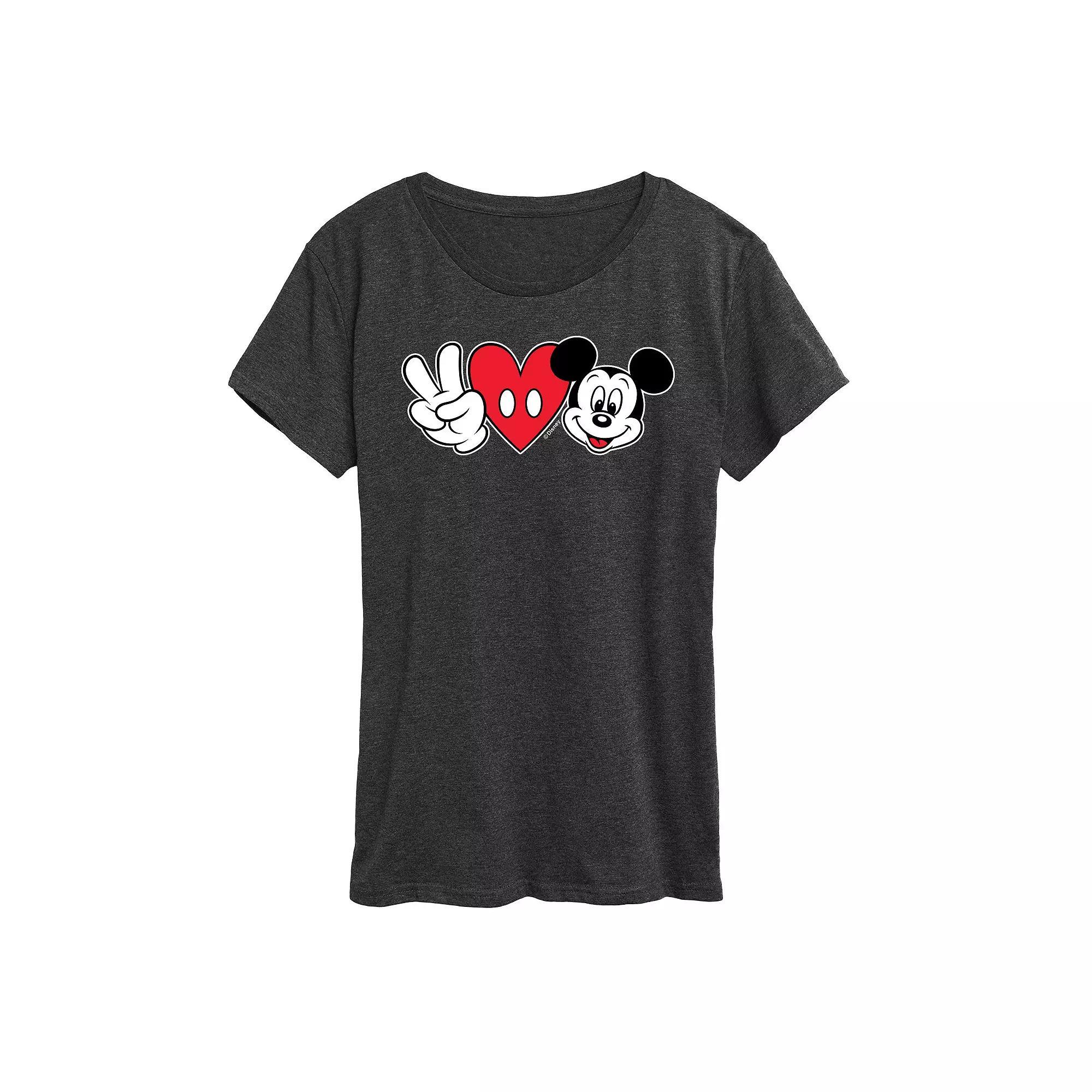 Disney's Mickey Mouse Women's Peace Love Graphic Tee, Girl's, Size: XXL, Heather Grey Product Image