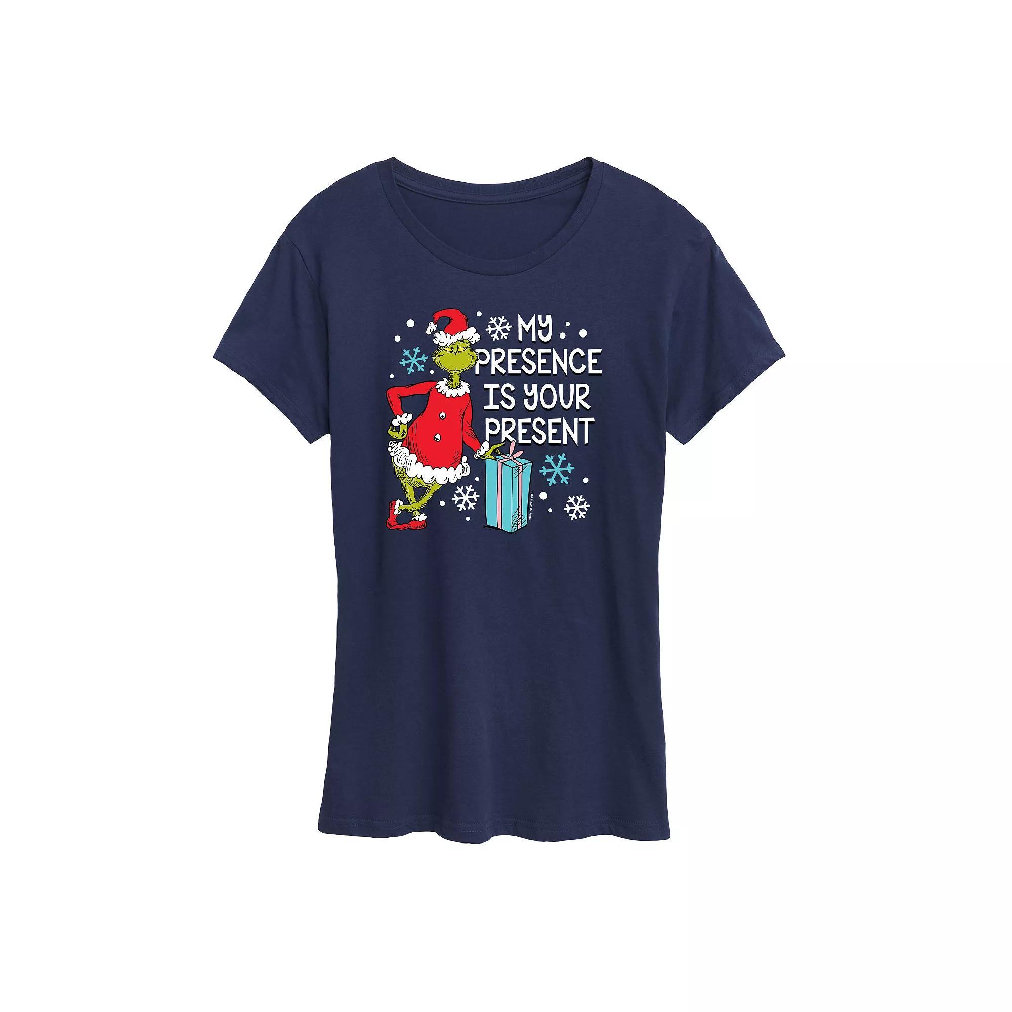 Women's Dr. Seuss The Grinch Presence Present Graphic Tee, Girl's, Size: XL, Black Product Image