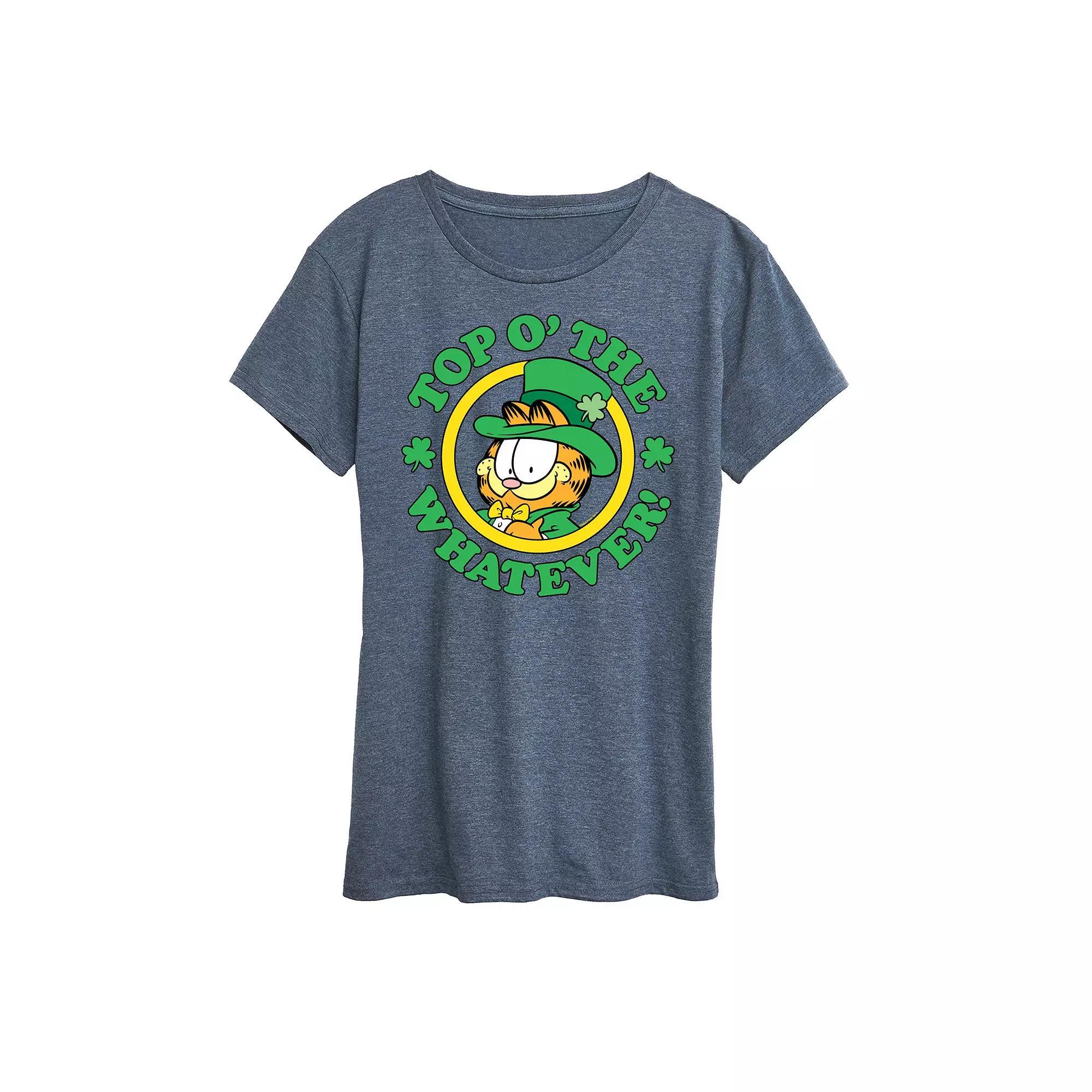 Womens Garfield Top O The Whatever Graphic Tee Grey Gray Product Image