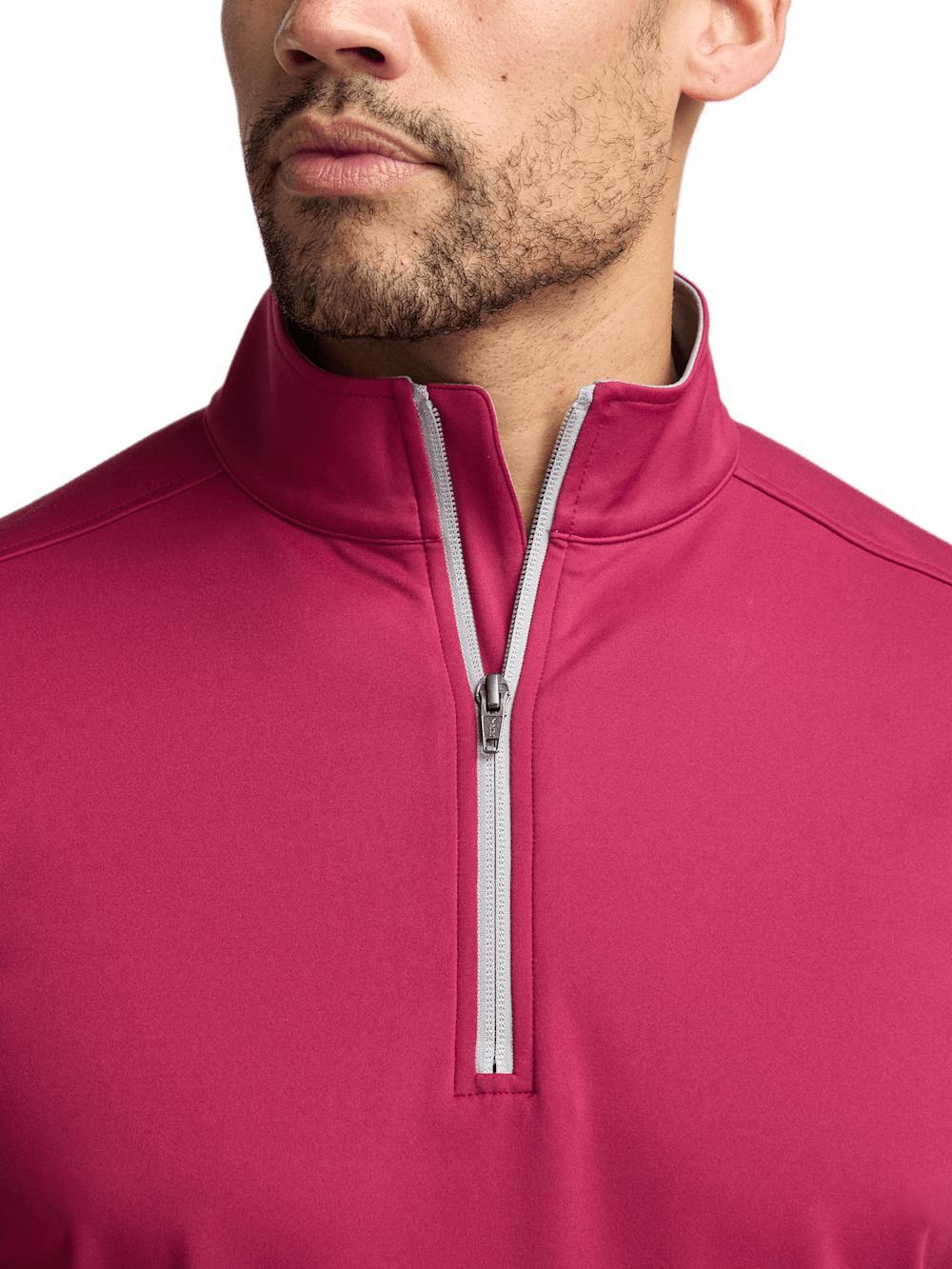 Performance Blend Quarter Zip Mock Neck - Burgundy Product Image