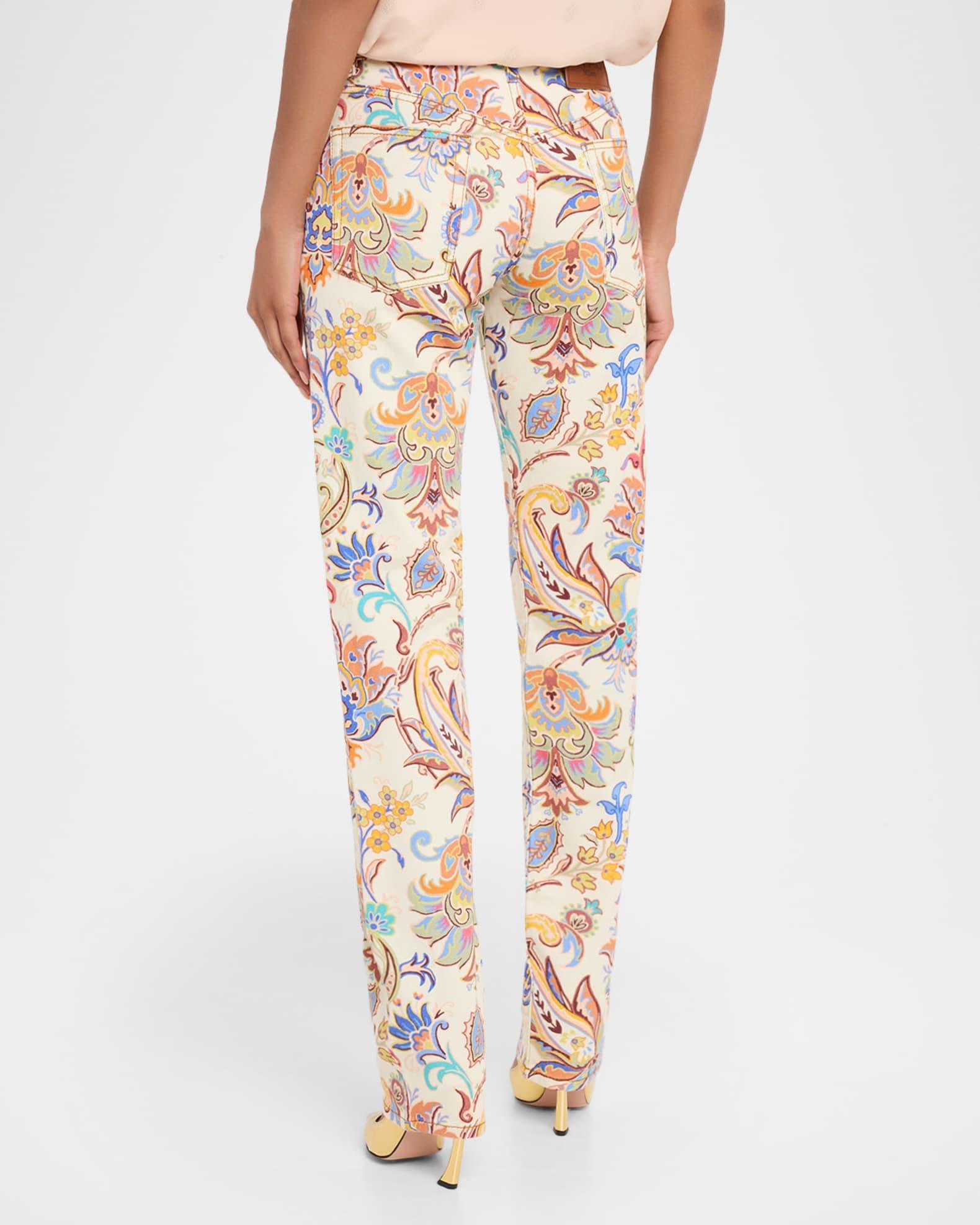 Tapestry Stretch Denim Straight-Leg Pants Product Image