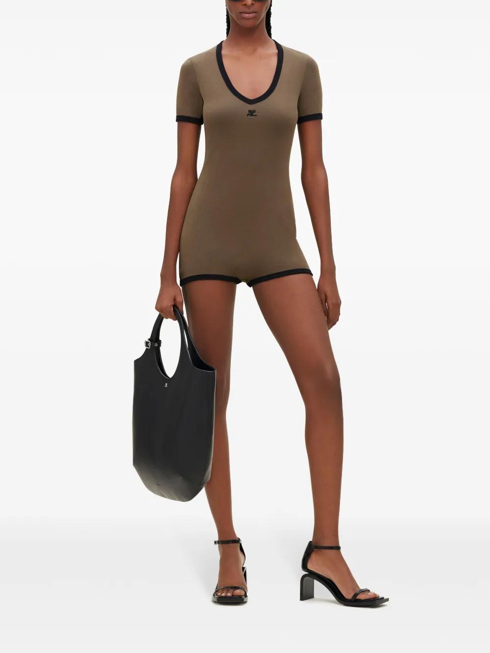 contrasting-trim cotton playsuit  Product Image