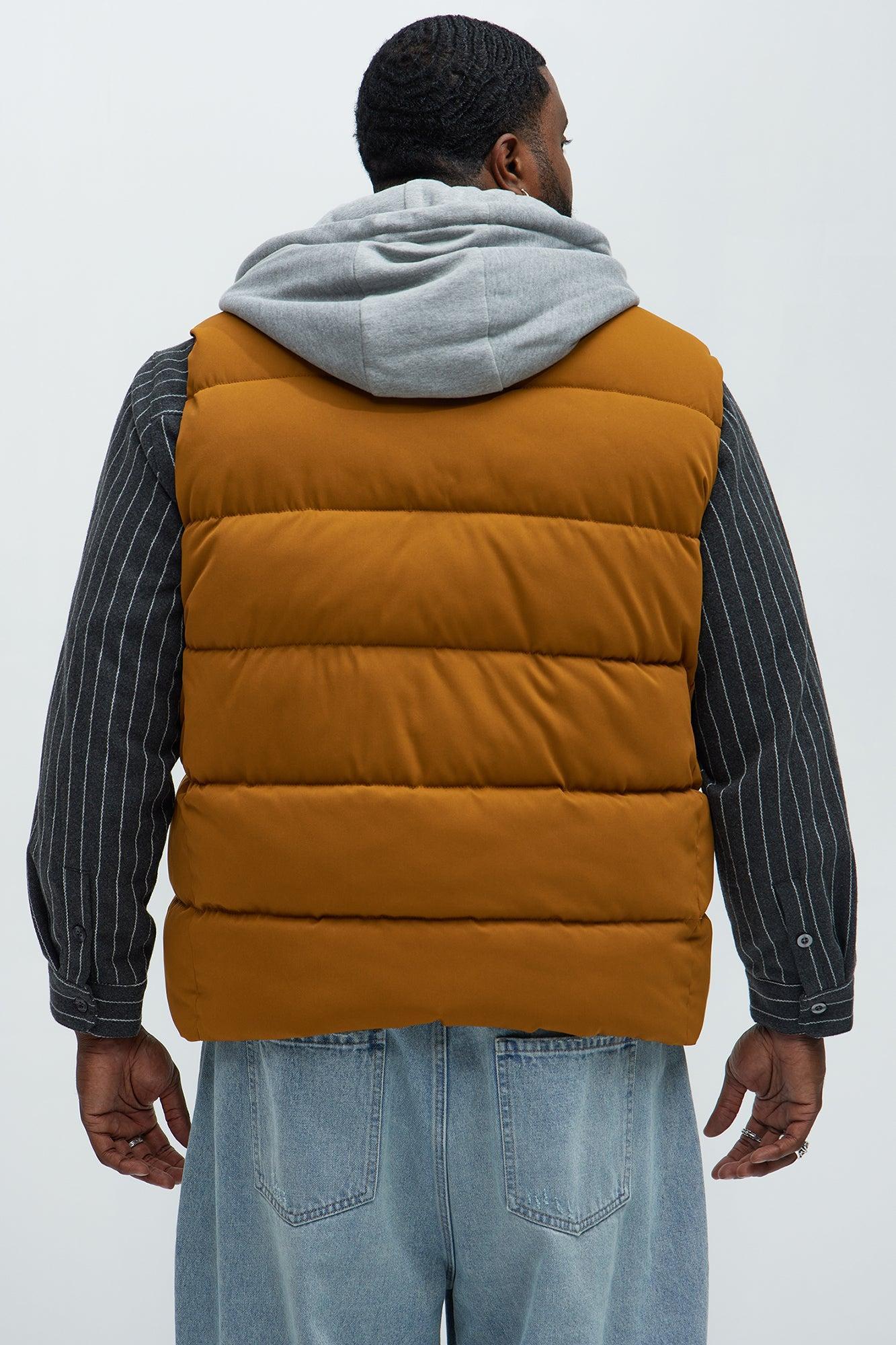 Heartbreak Puffer Vest With Hood - Mustard Product Image
