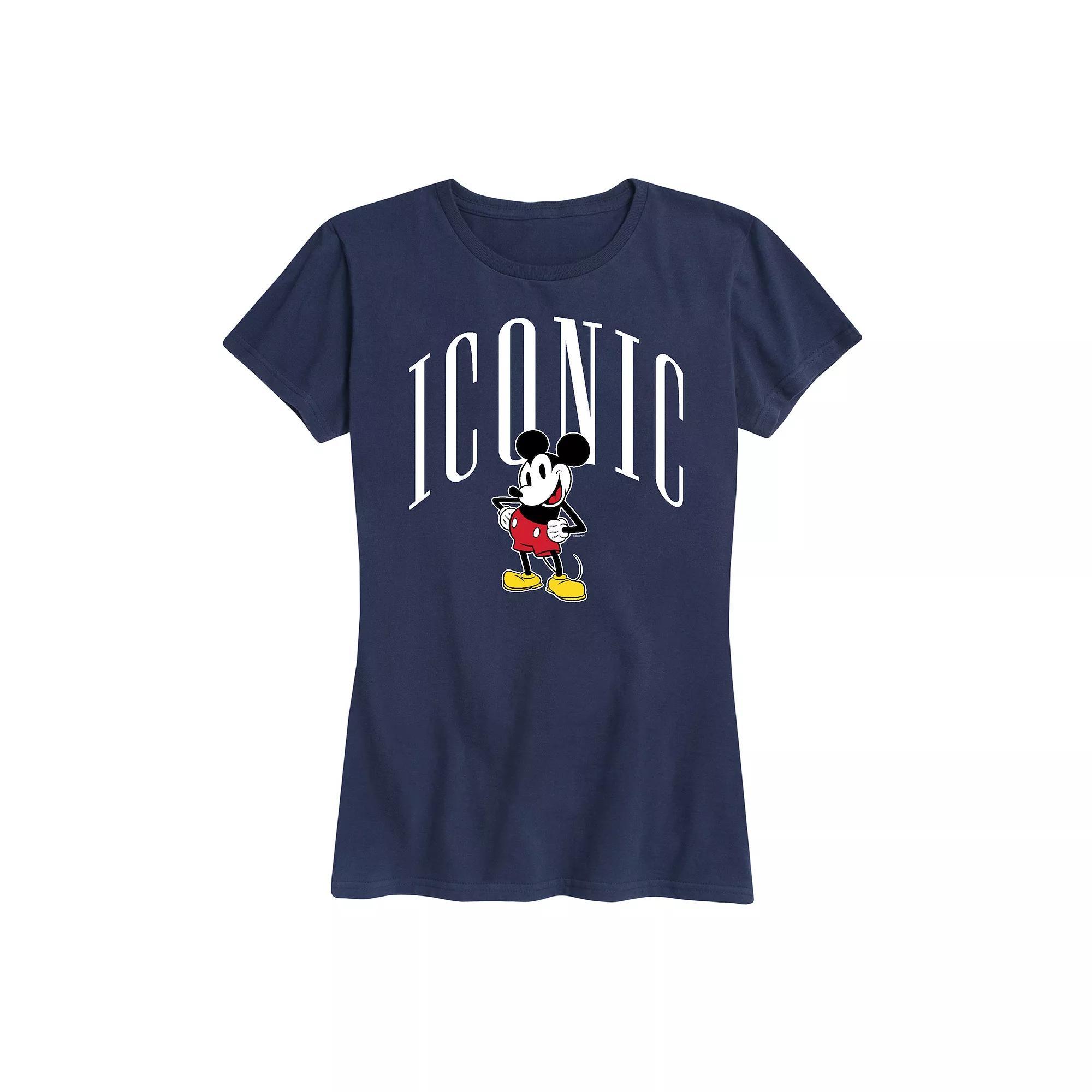 Disneys Mickey Mouse Womens Iconic Graphic Tee Grey Royal Blue Product Image