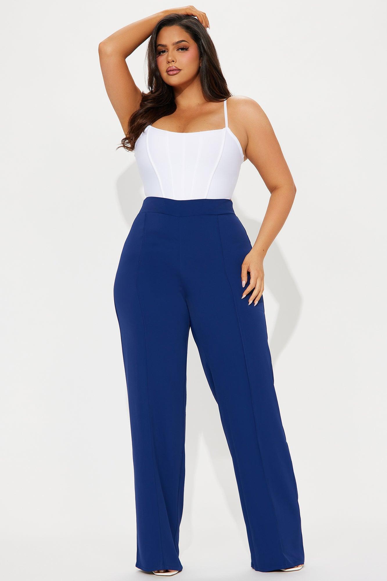 Vicky High Waisted Dress Pants - Navy Product Image