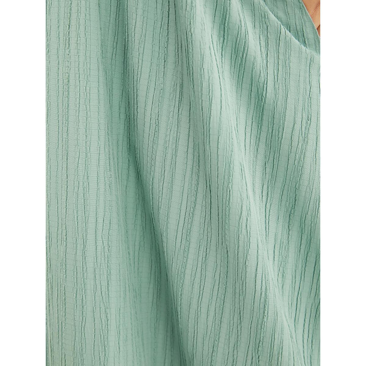 Plus Size Plain Cap Sleeve Ruffles Trim Mock Neck Pocket Dress Mint Women Elegant Pocket Round Neck Short sleeve Curvy Midi Dress BloomChic 14-16/1X Product Image